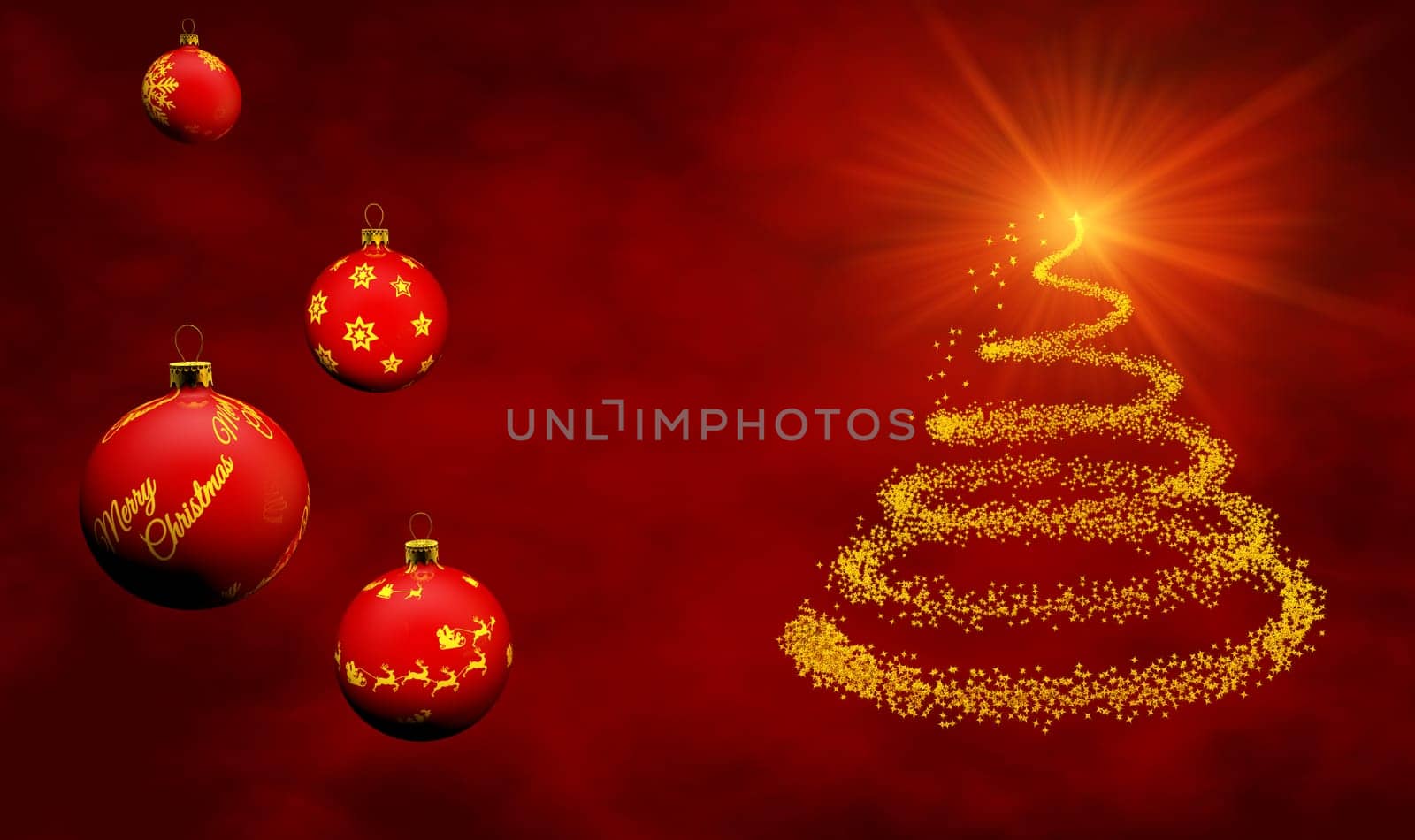 card concept with baubles made ​​in 3d