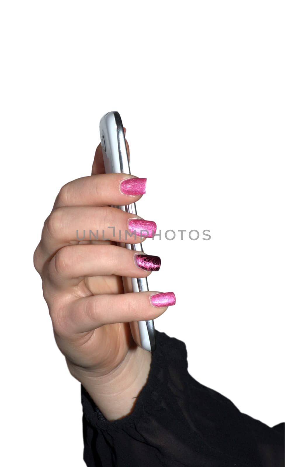 Young woman receives a text message