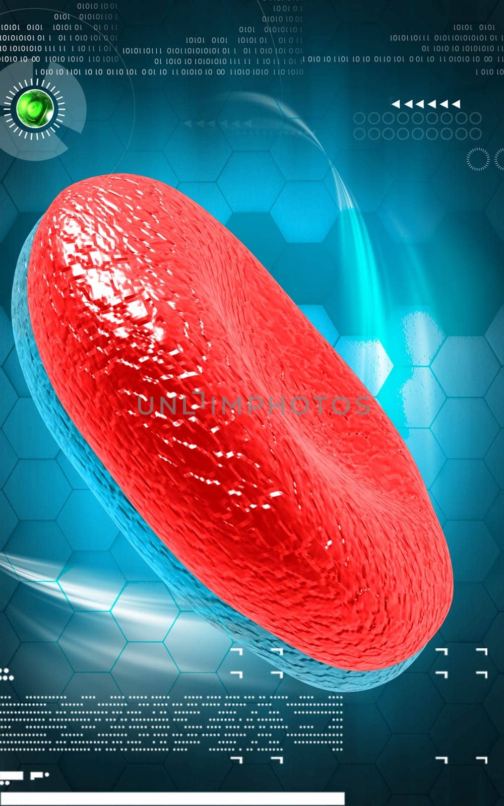 Digital illustration of blood cell in colour background