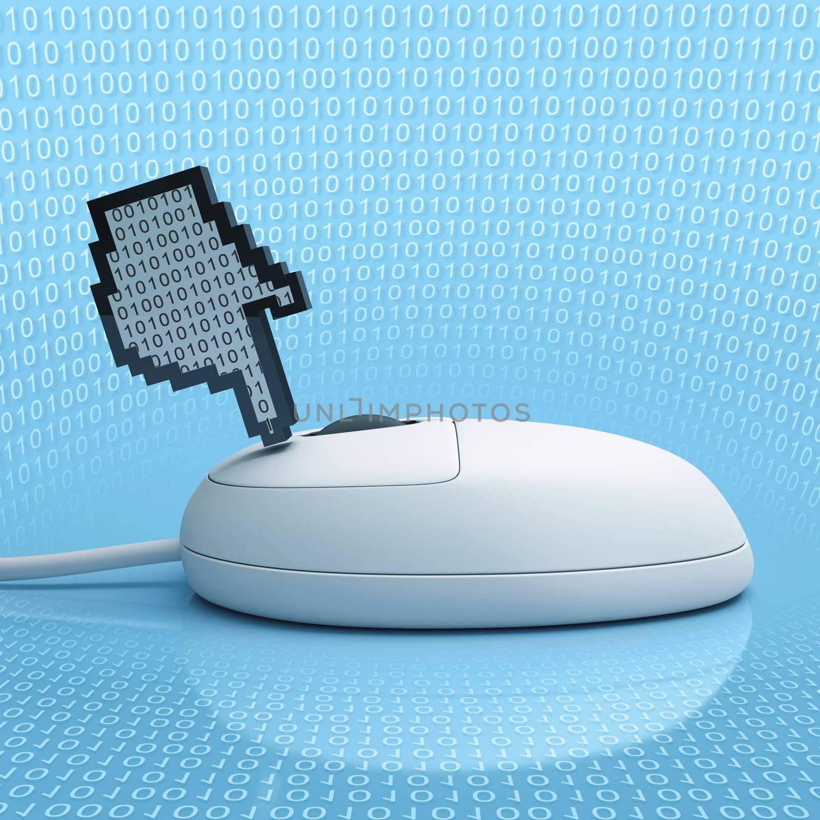 Hand binary pressing the left mouse button.