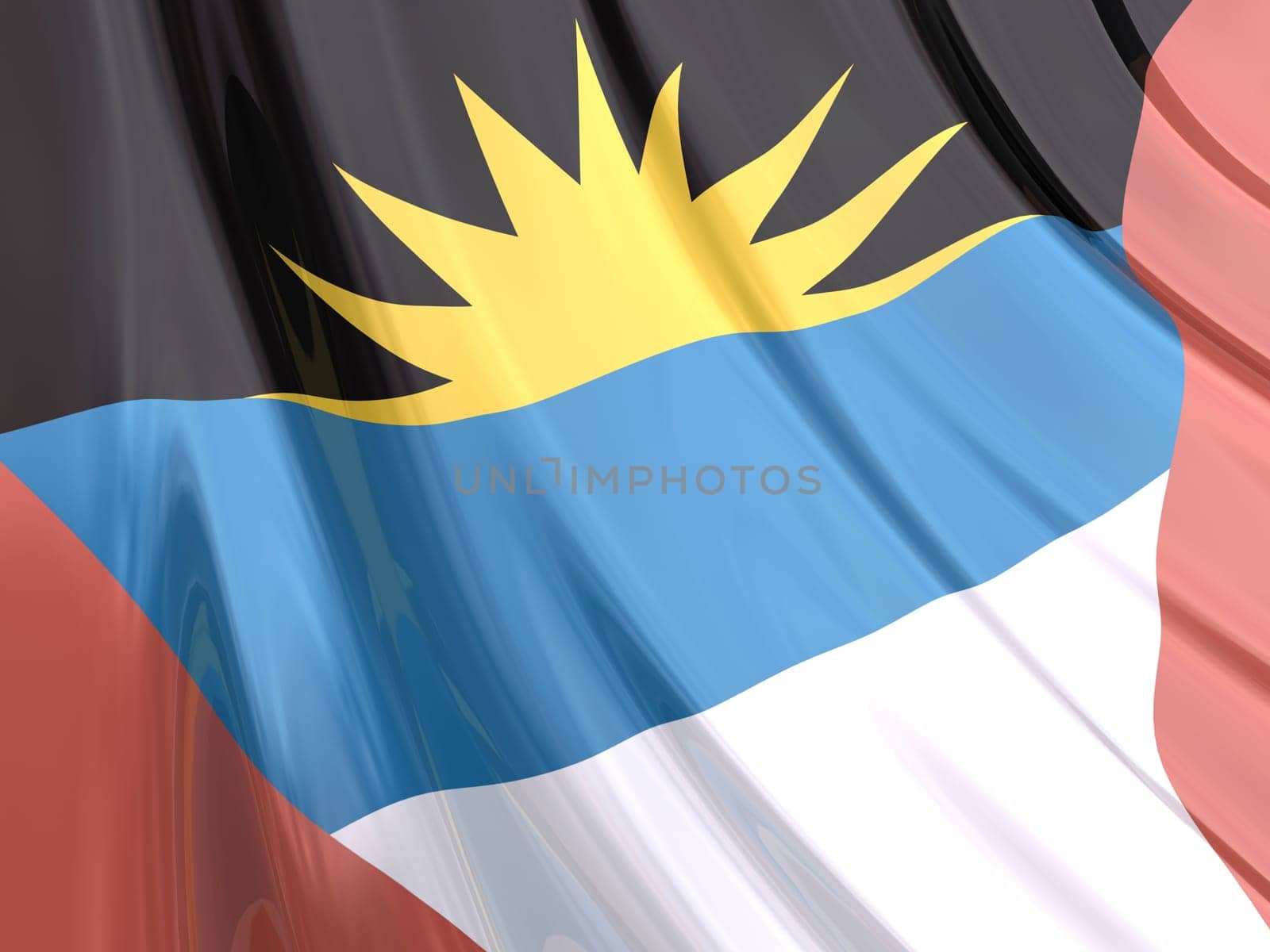 Glossy flag of Antigua And Barbuda.