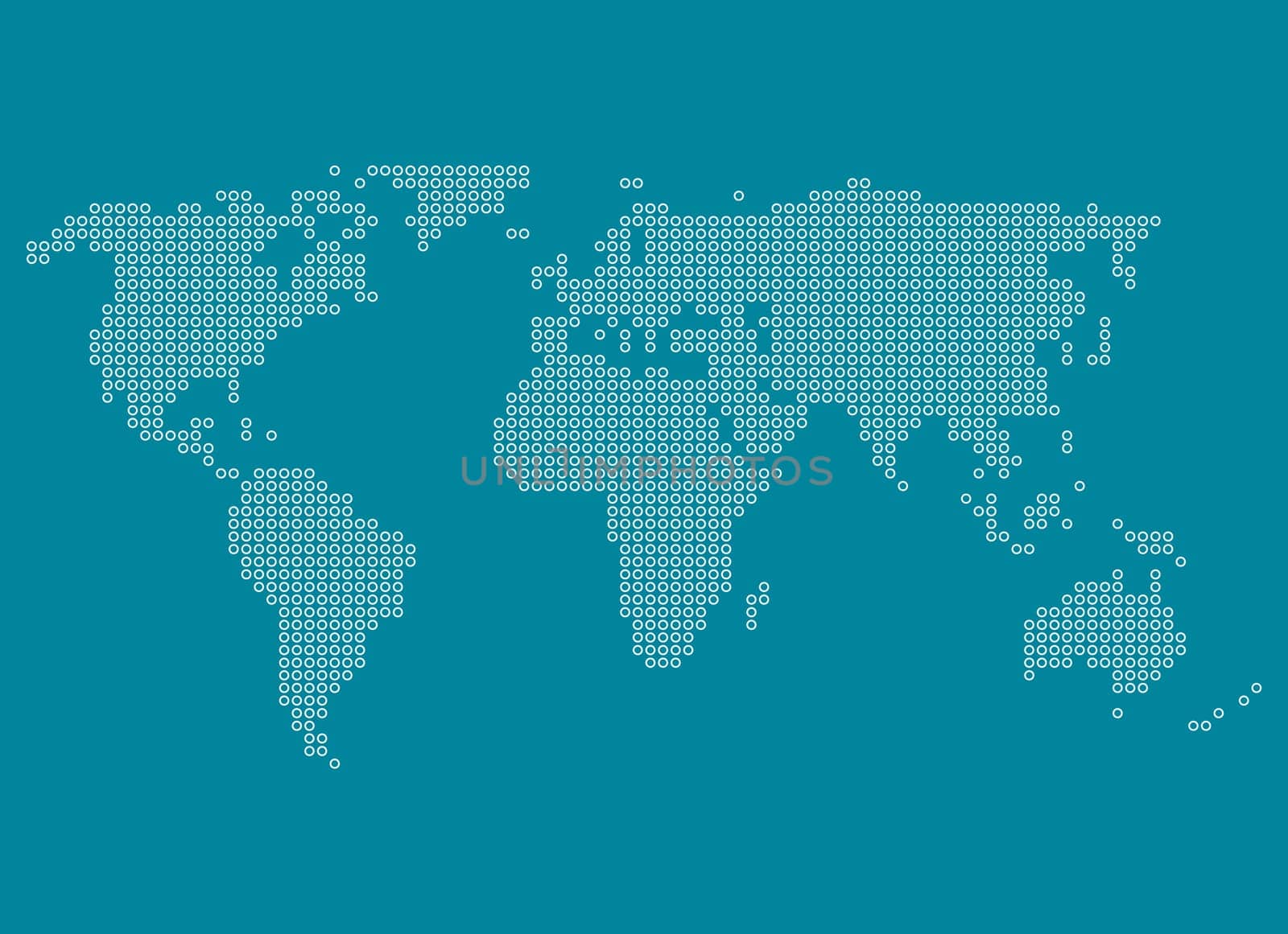 World map made of white kriesen on blue background