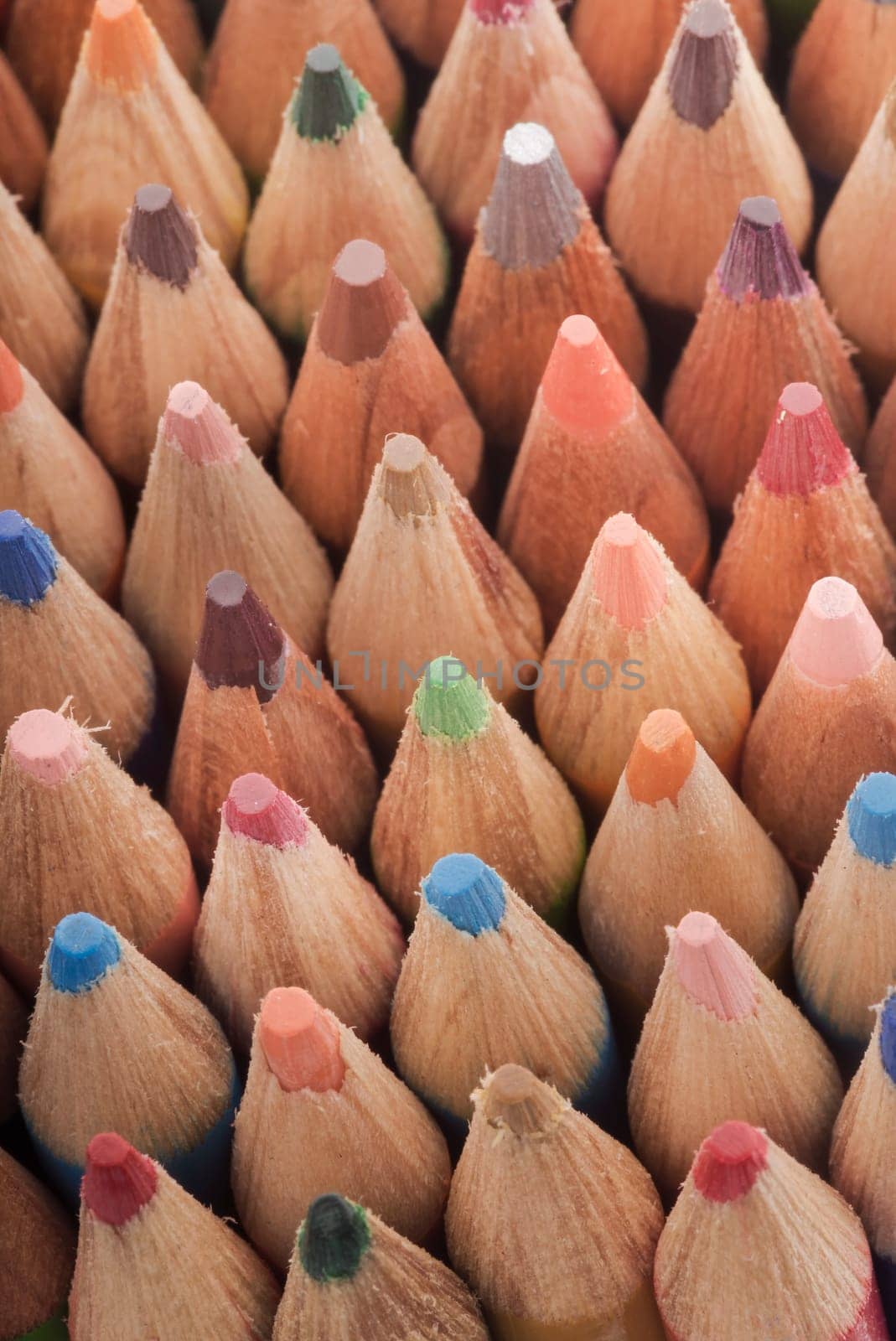 Several colored pencil like a fish scale.