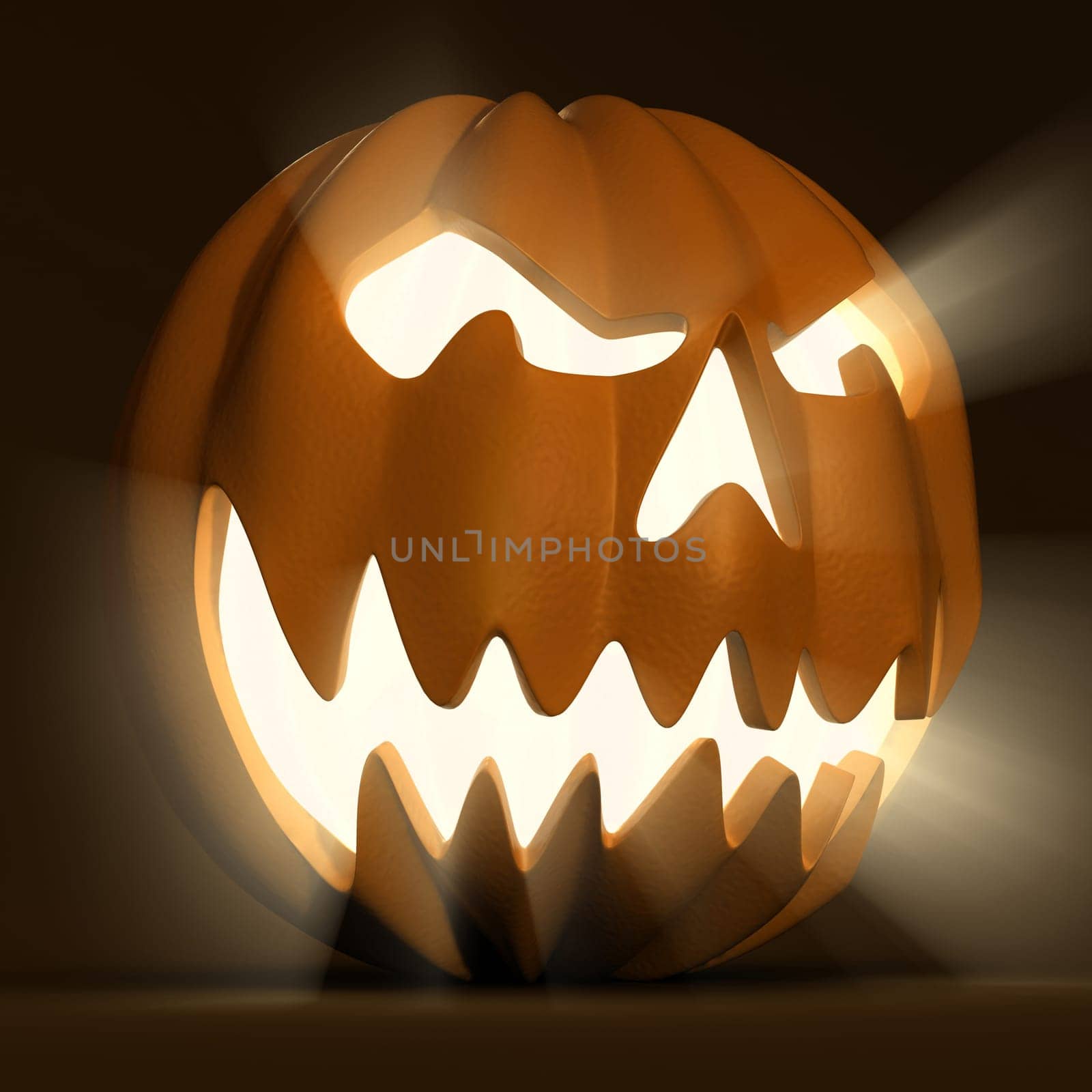 Illustration of 3D pumpkin carved for Halloween.