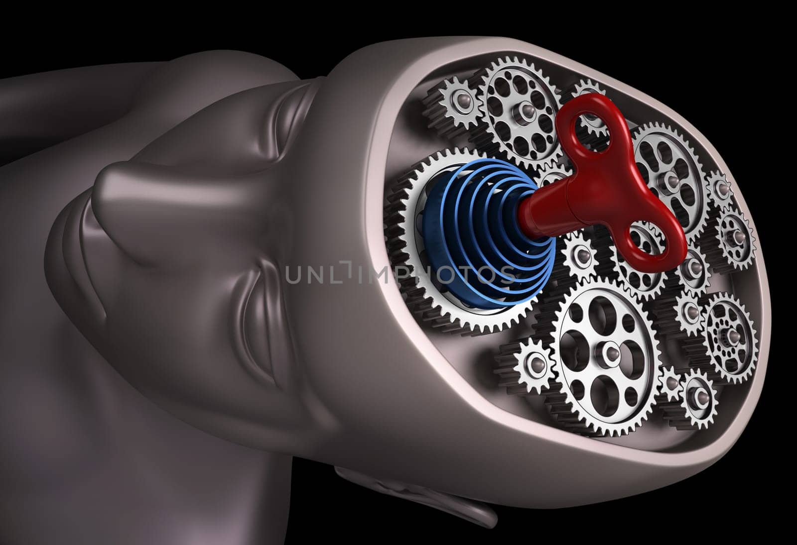The human brain is a set of gears powered rope. Only with the key of power, energy and motivation, the brain back up and running.