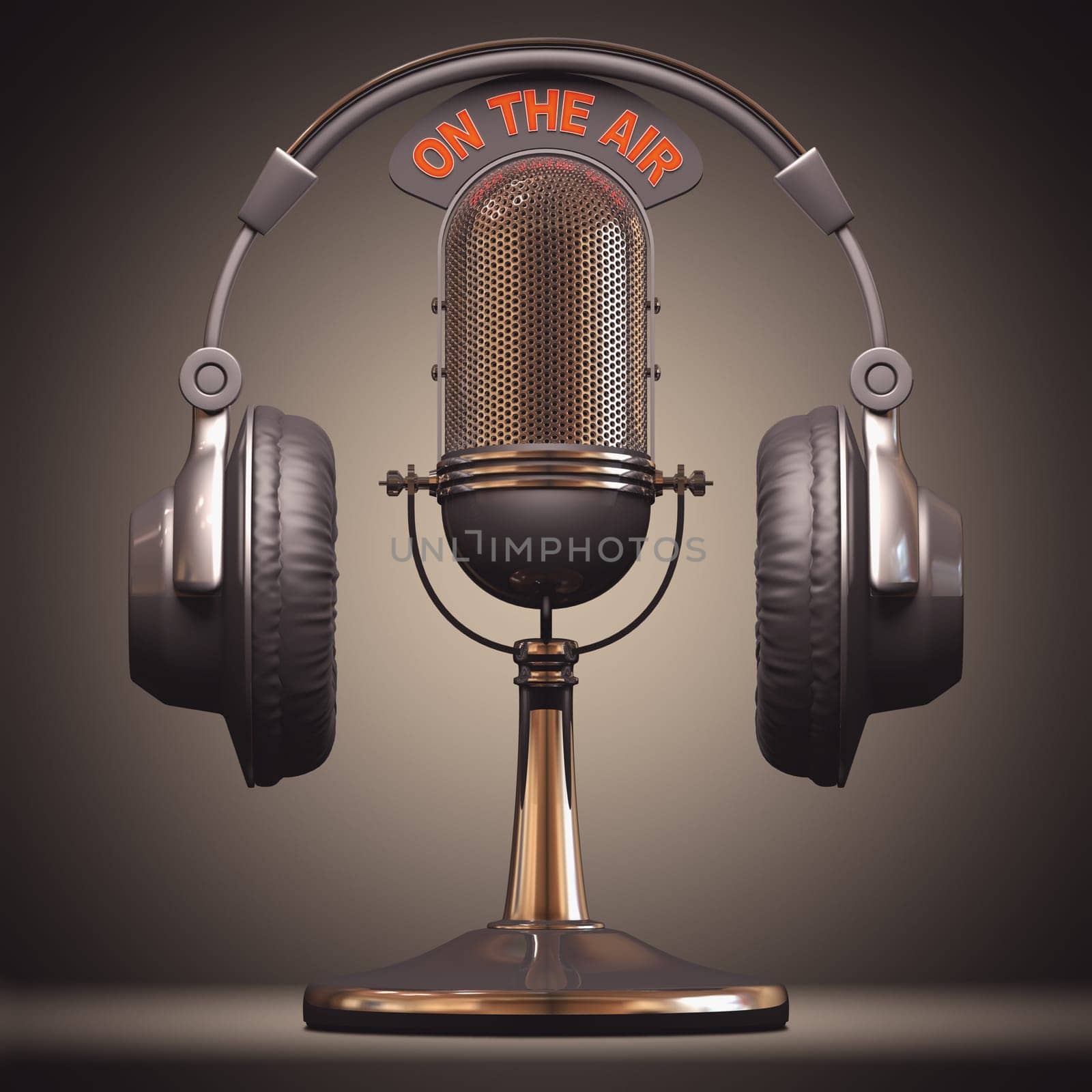 Headset on top of a classic microphone.