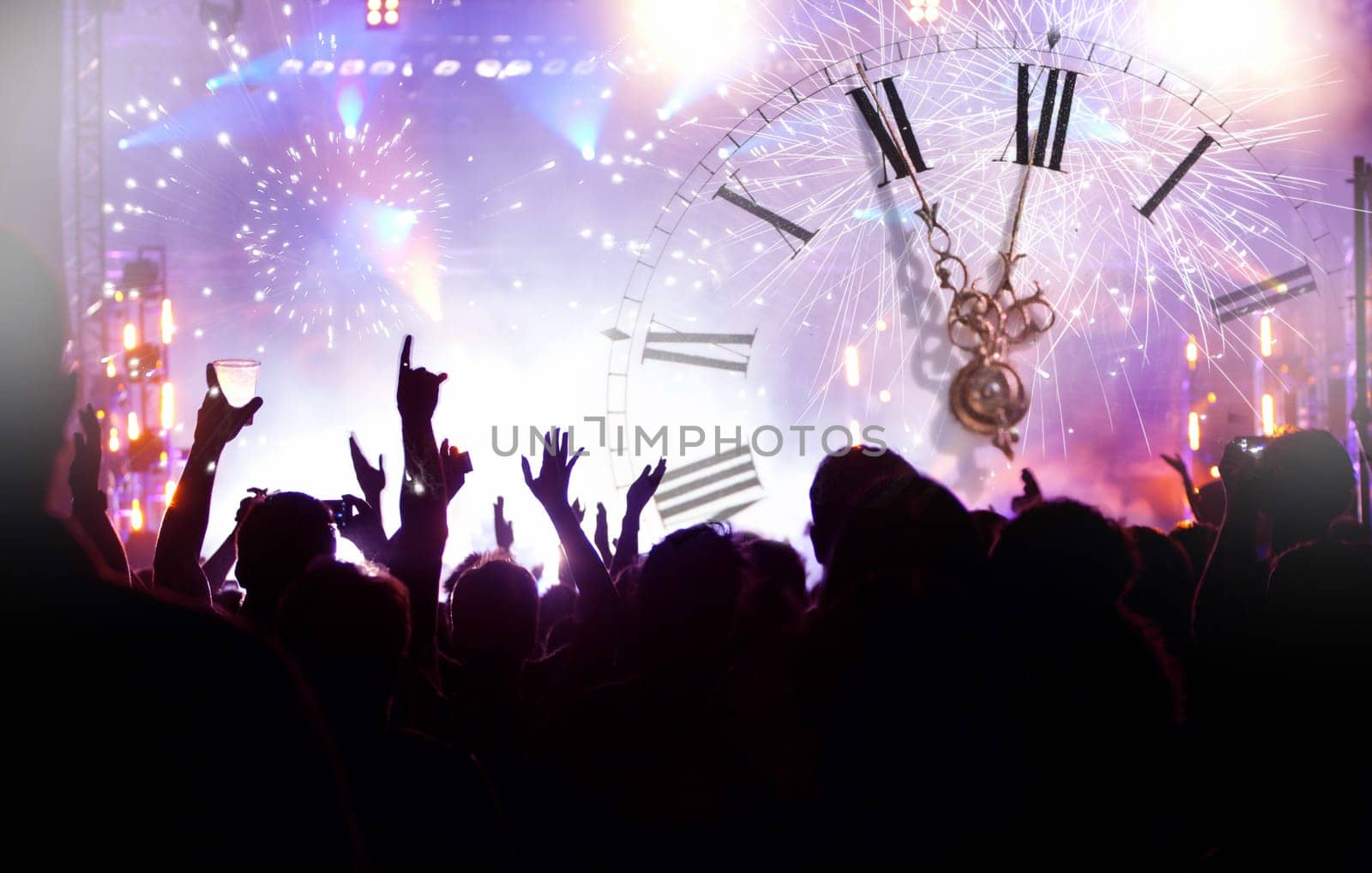 New Year's Eve at midnight in the crowd