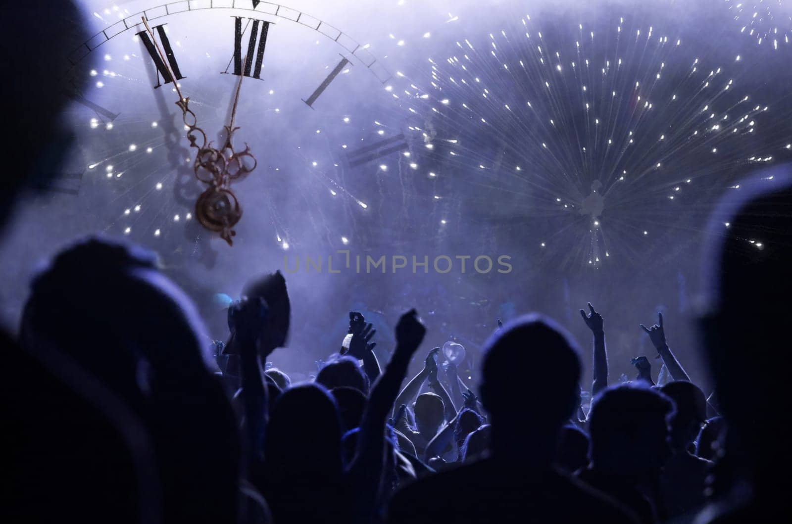 New Year's Eve at midnight in the crowd