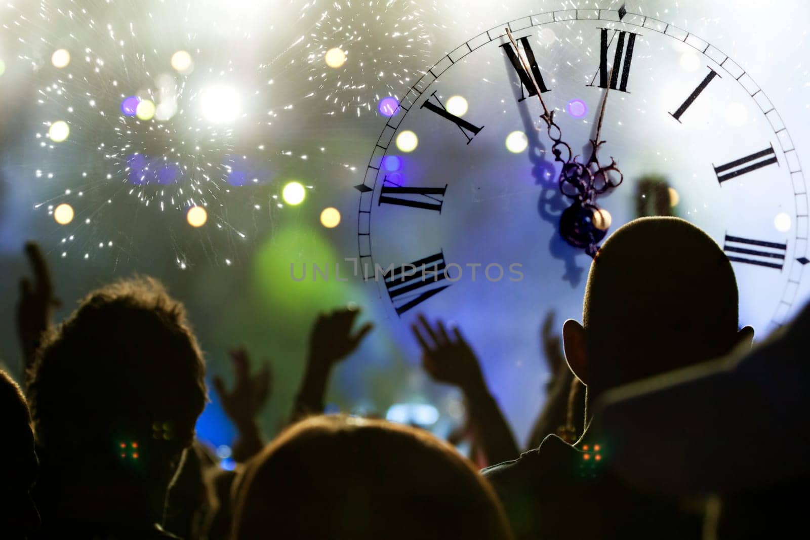 New Year's Eve at midnight in the crowd