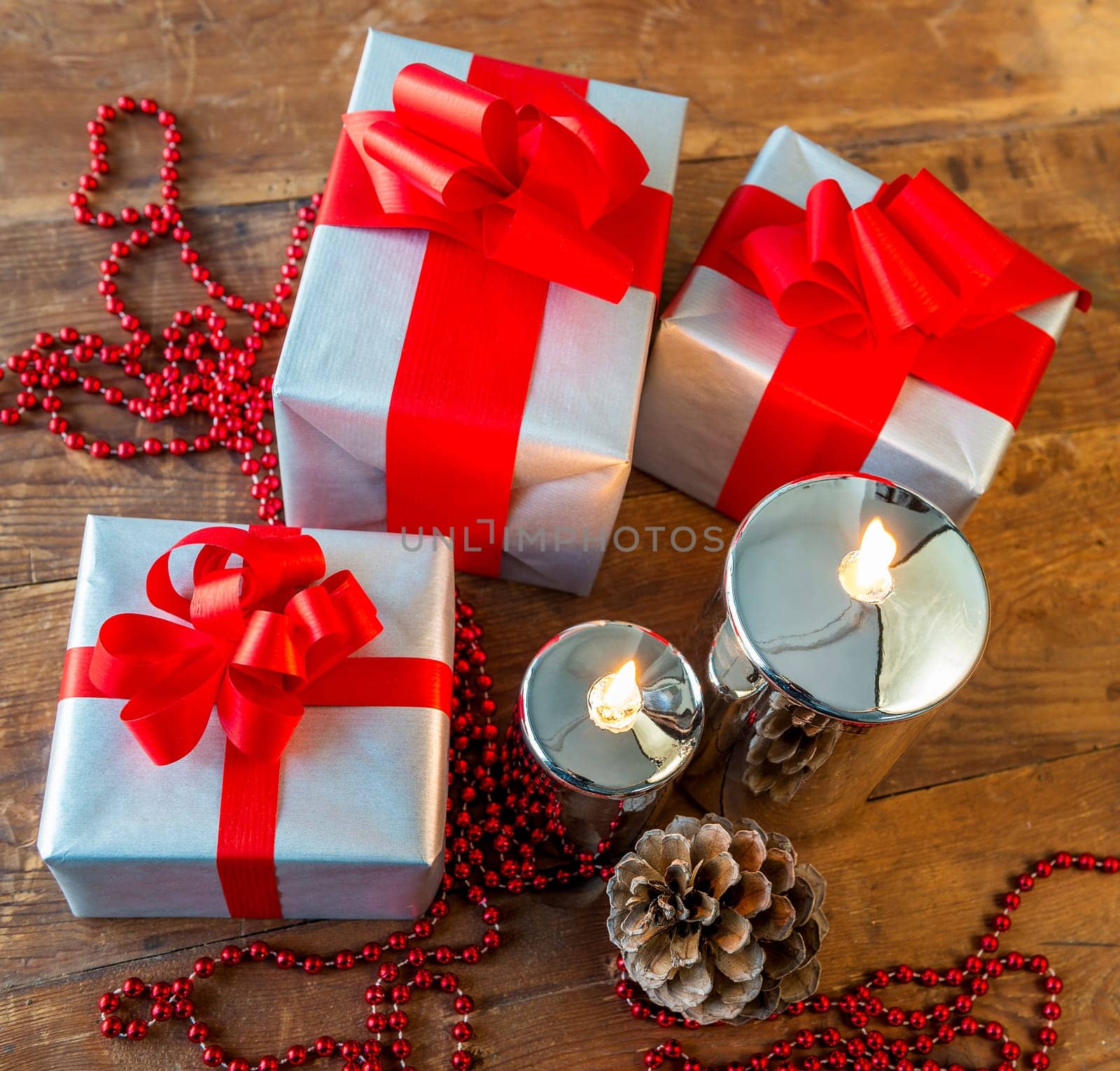 Christmas gift box with christmas balls