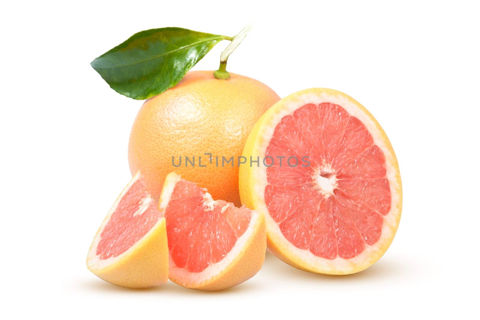 ripe orange cut in slices on a white background