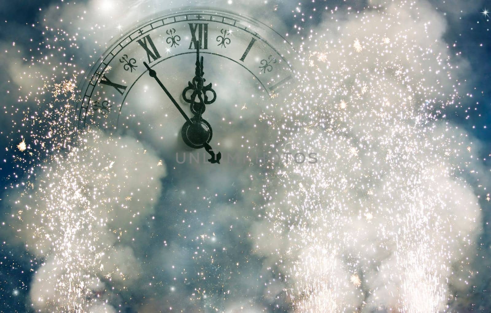 Vintage clock on holiday background