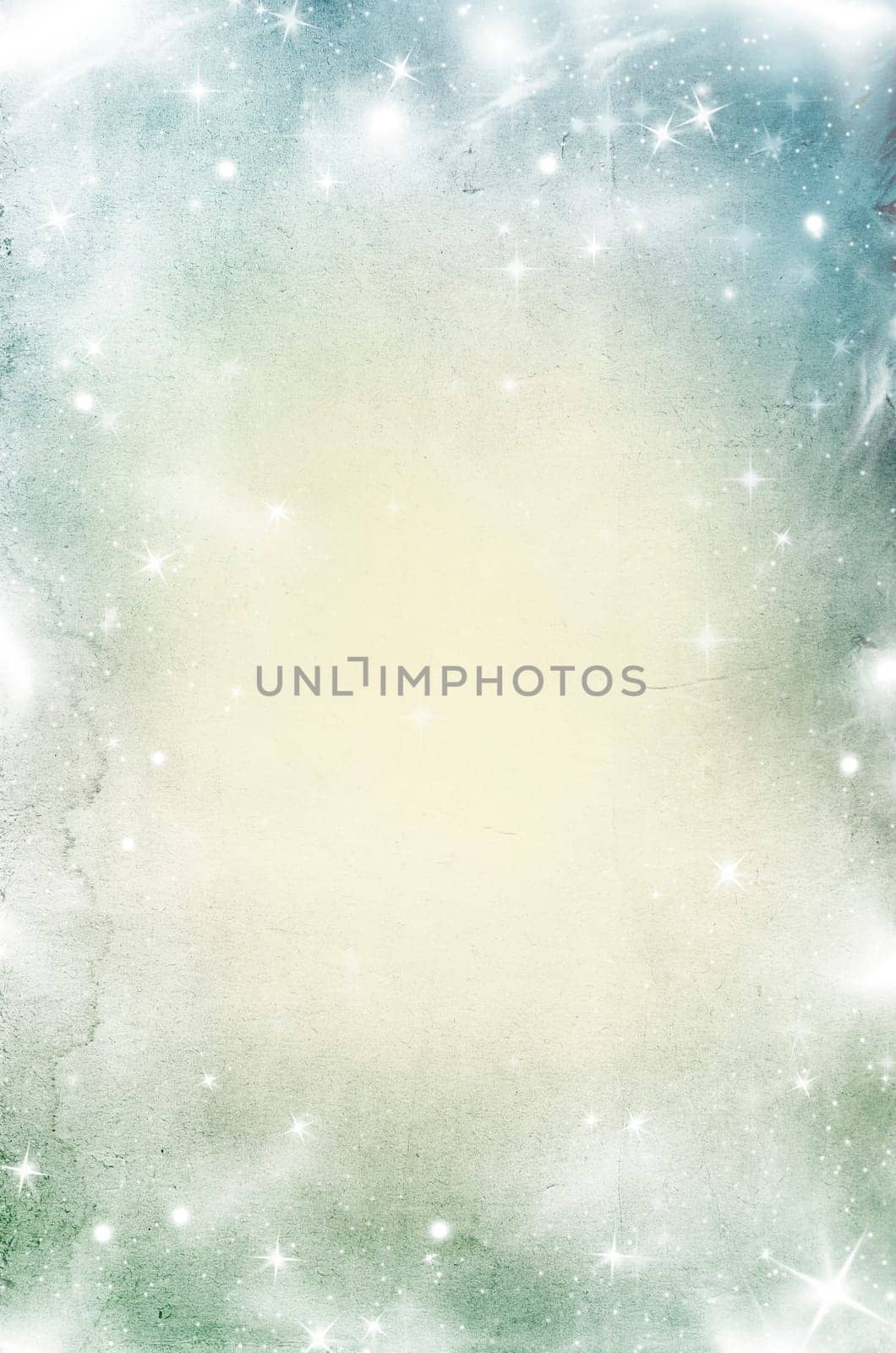 Grunge Christmas background with snowflakes and holiday lights