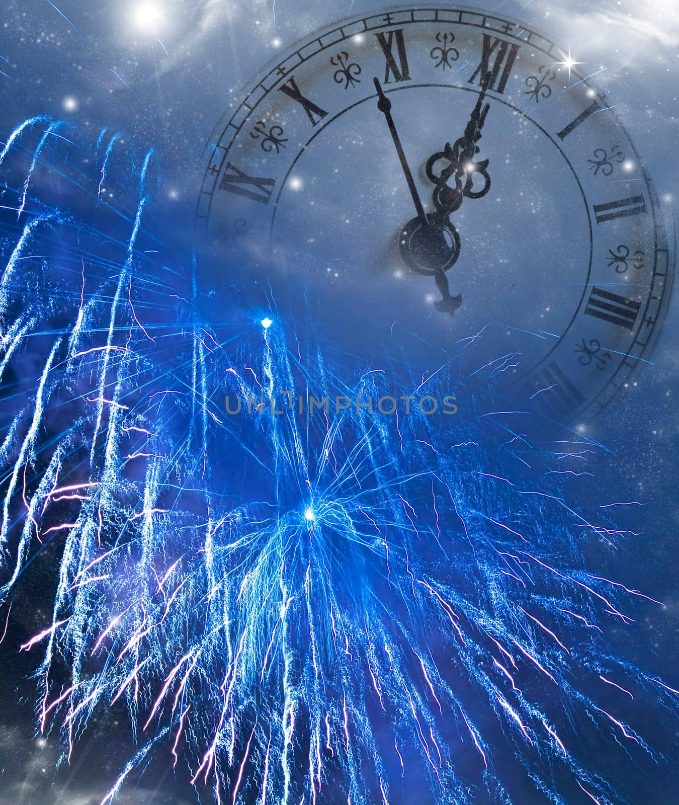 Vintage clock on holiday background