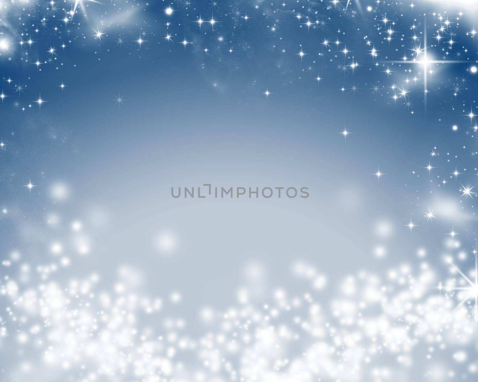 Abstract Christmas background of holiday lights, stars, and snowflakes