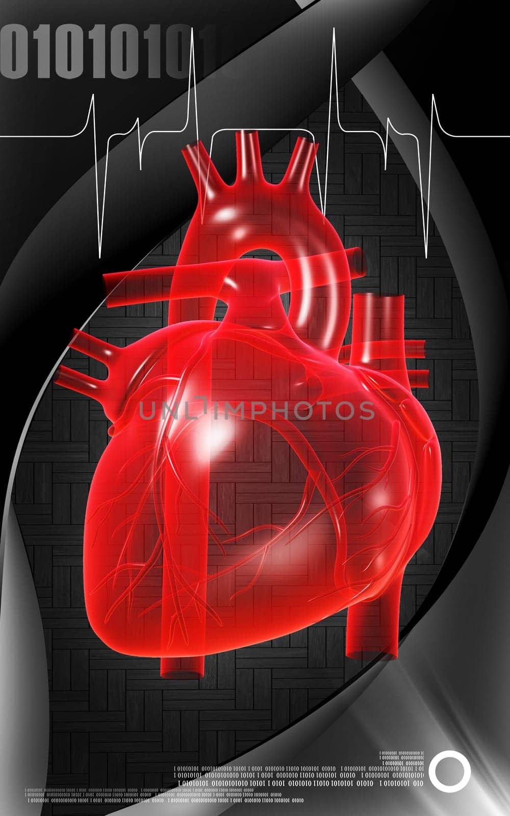 Digital illustration of heart in colour background