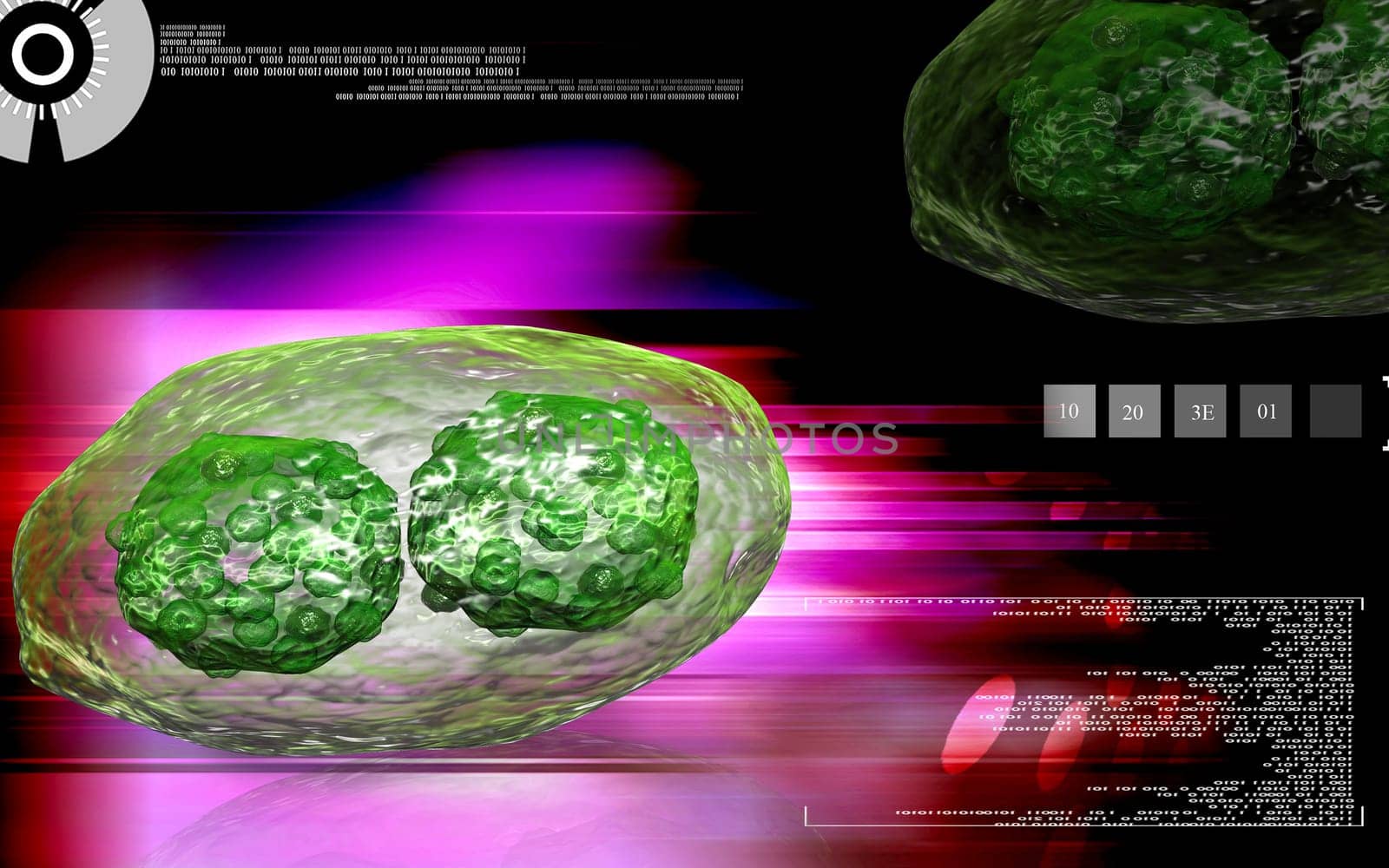 Digital illustration of pox virus in colour background