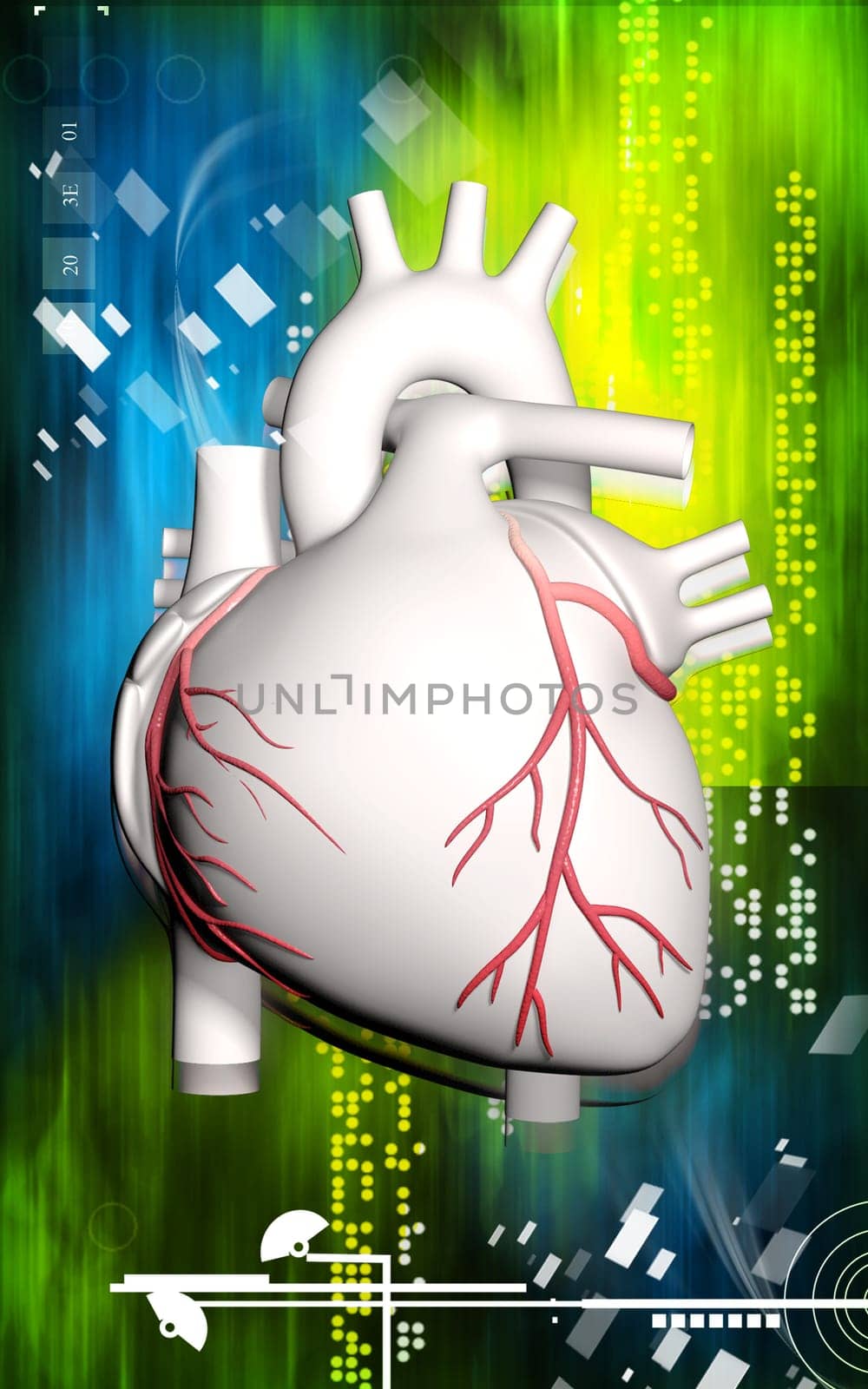 Digital illustration of heart in colour background