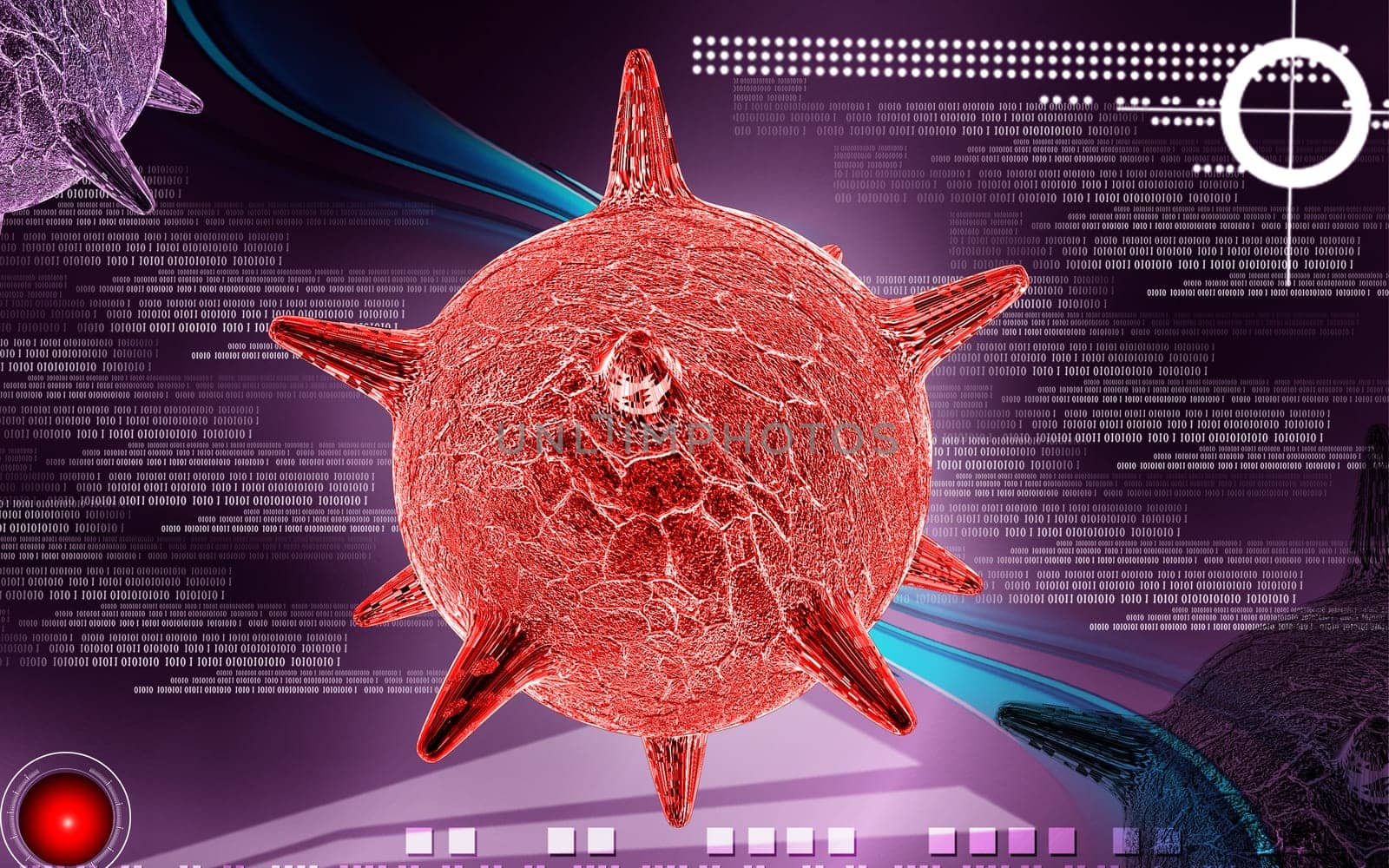 Digital illustration of herpes virus in colour background