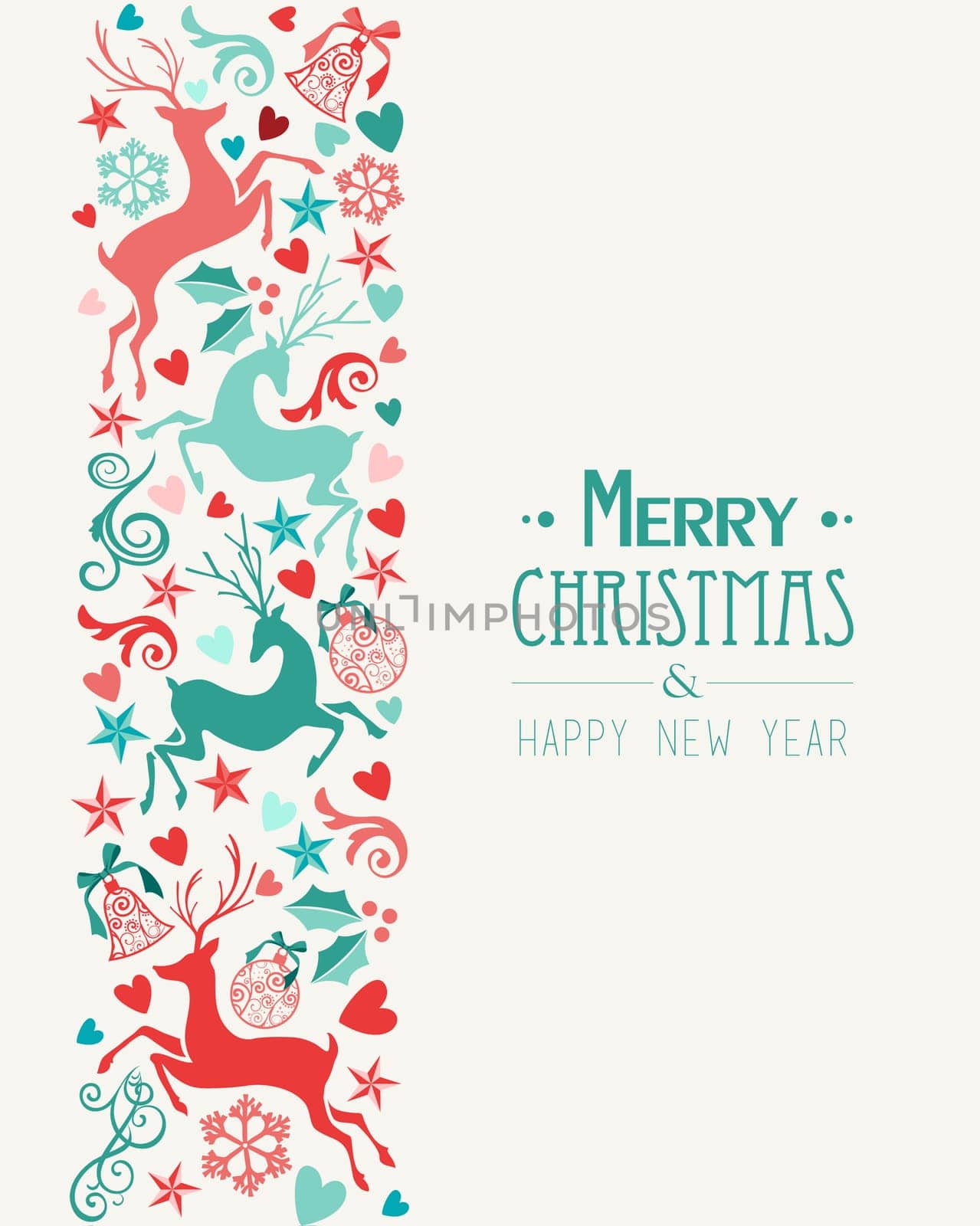 Merry Christmas and Happy New Year greeting card background. EPS10 vector file organized in layers for easy editing.