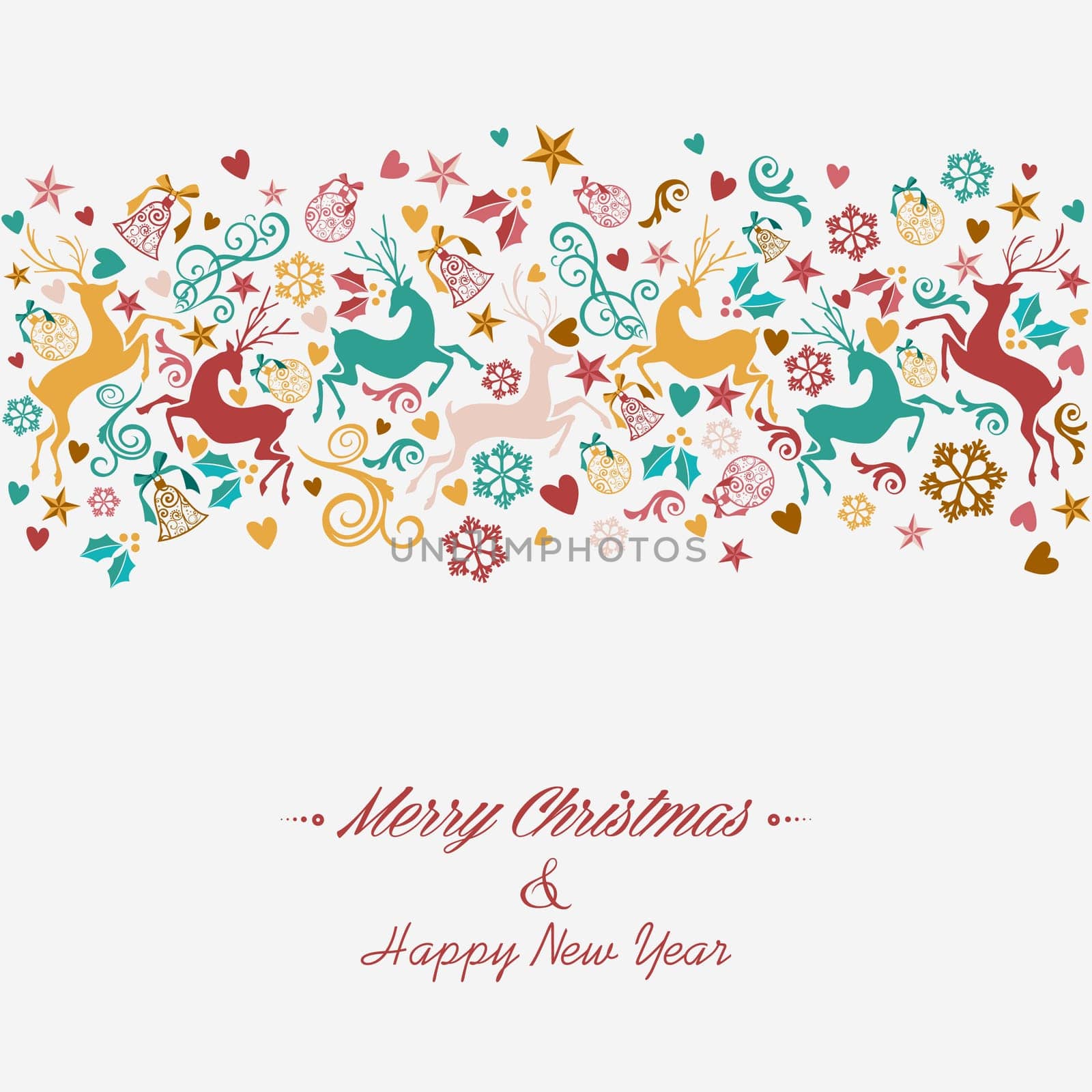 Merry Christmas and Happy New Year greeting card background. EPS10 vector file organized in layers for easy editing.