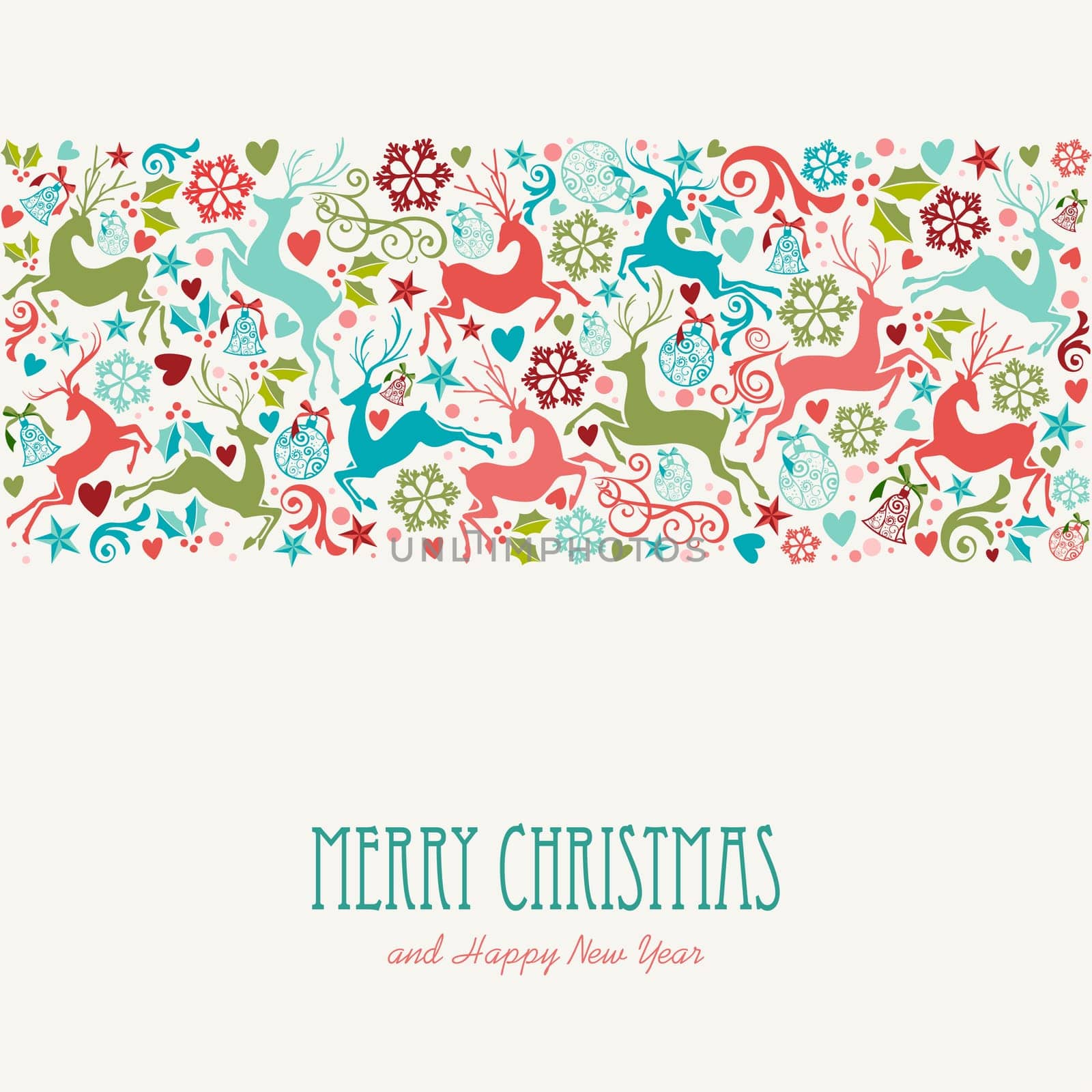 Merry Christmas and Happy New Year greeting card background. EPS10 vector file organized in layers for easy editing.