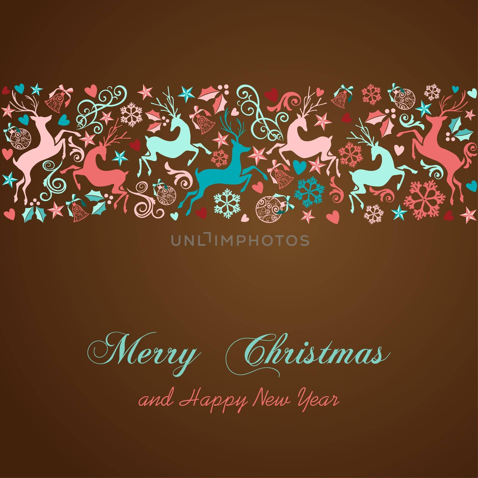 Merry Christmas and Happy New Year vintage greeting card background. EPS10 vector file organized in layers for easy editing.