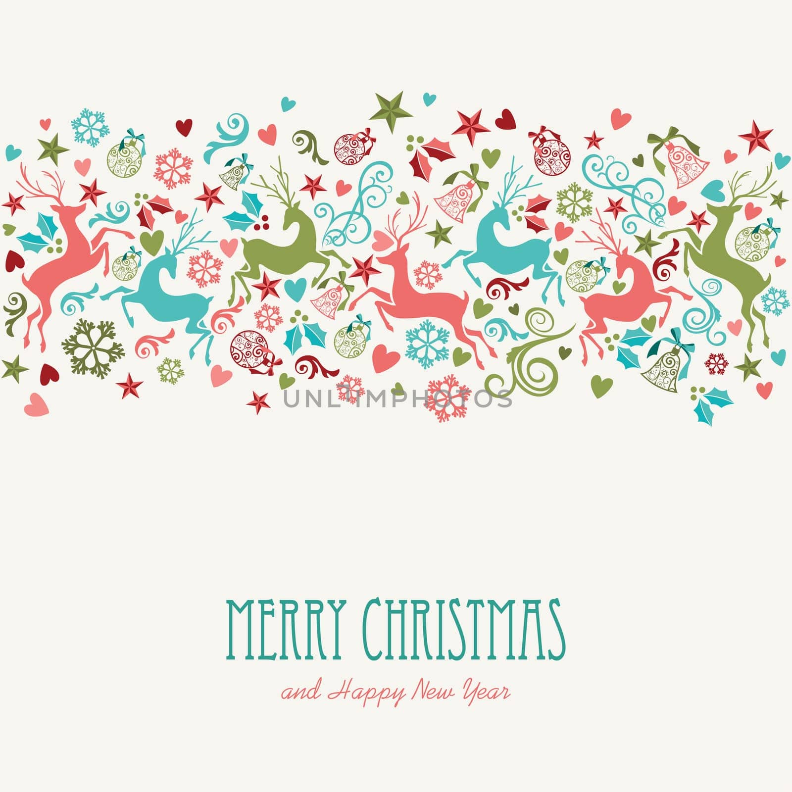 Merry Christmas and Happy New Year vintage greeting card background. EPS10 vector file organized in layers for easy editing.