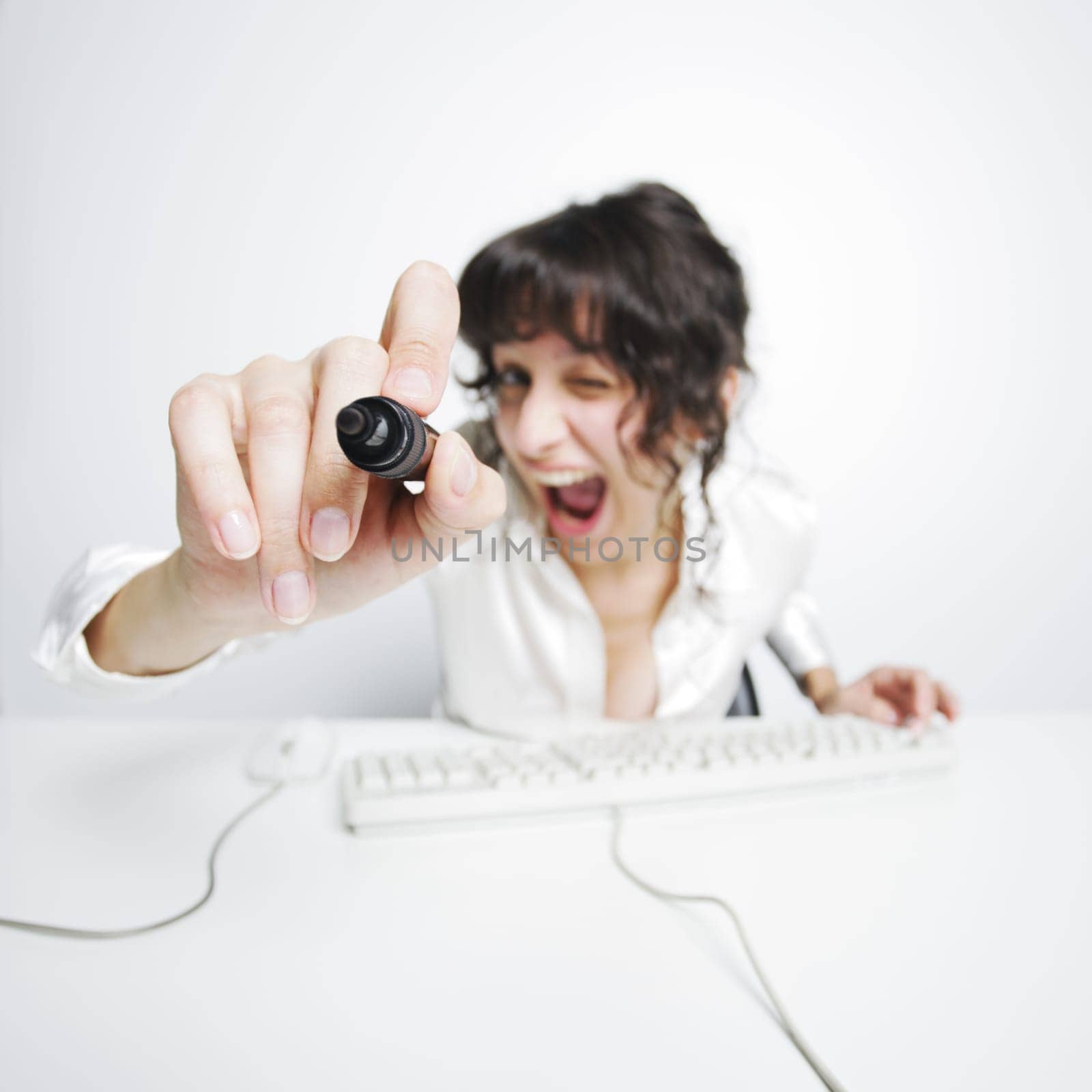 funny Businesswoman with pen