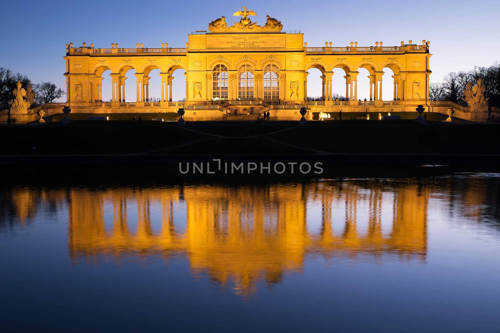 Gloriette Vienna in the evening,building and landmark of the capital