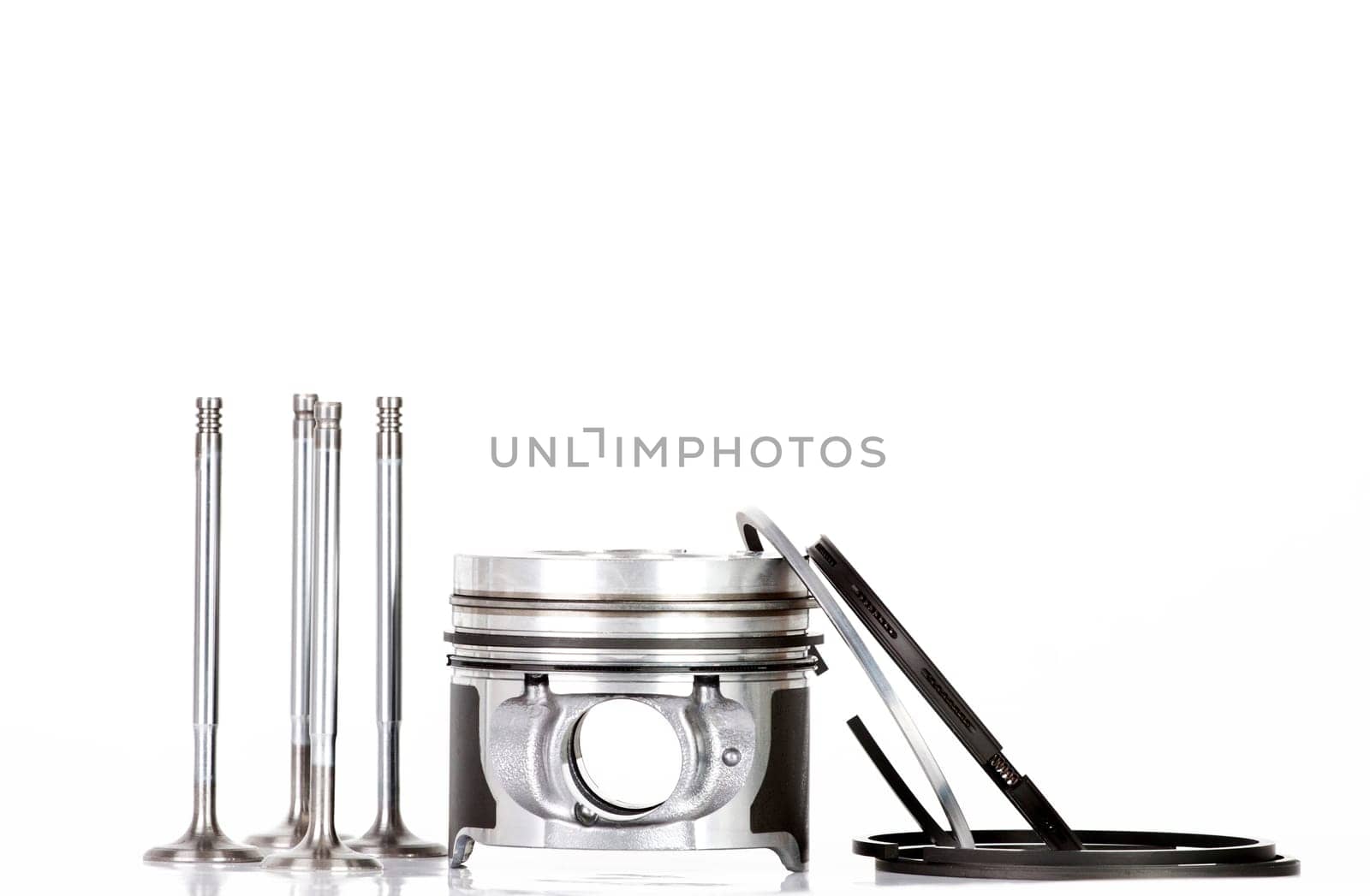 Piston and accesories  isolated on white