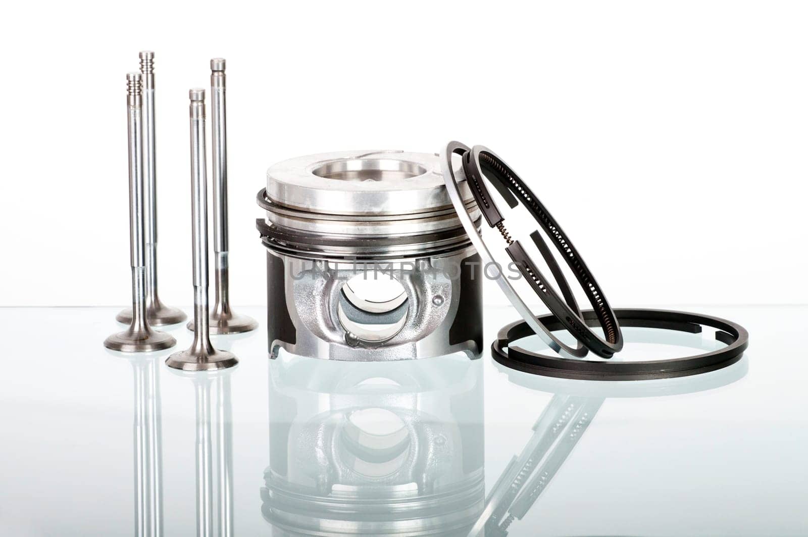 Piston and accesories  isolated on white