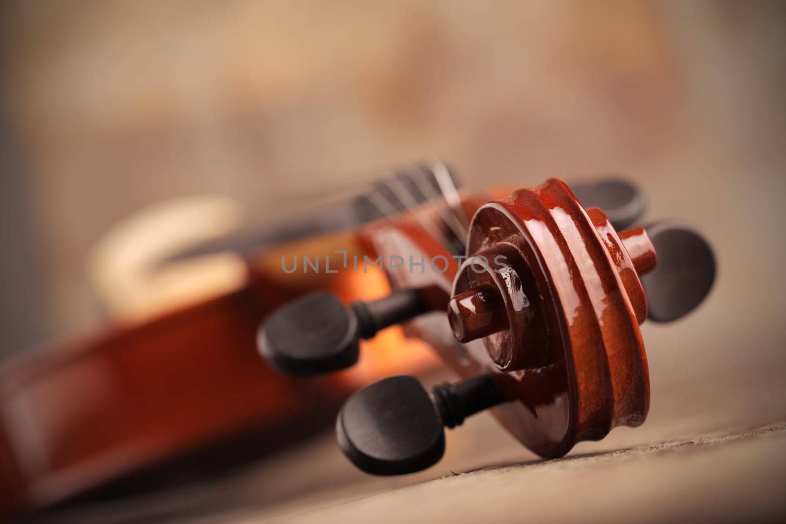 Close up of a violin shallow deep of field