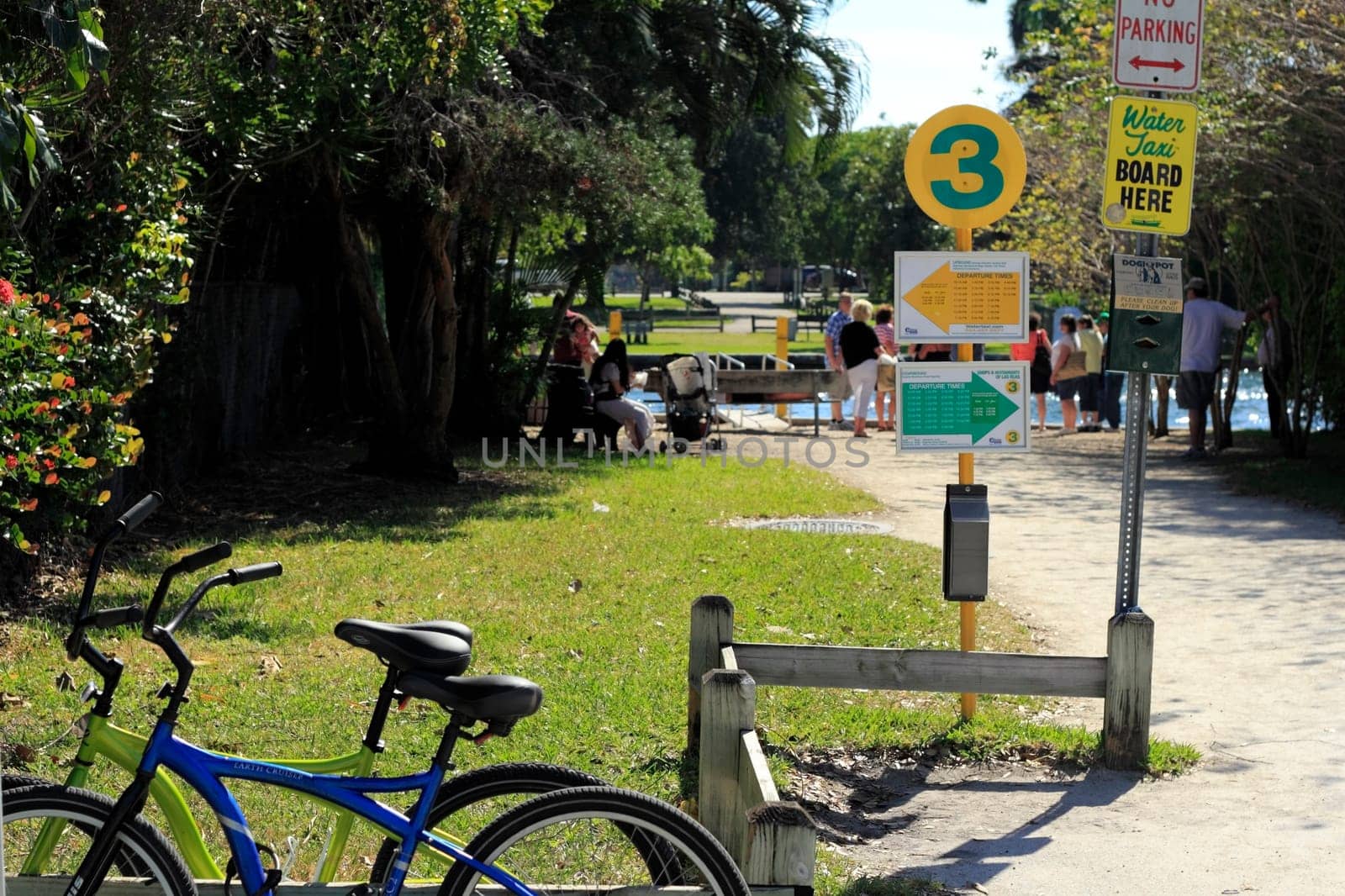 FORT LAUDERDALE, FLORIDA - FEBRUARY 3, 2013: Public entrance number 3, south of Las Olas Boulevard, to a tourist attraction called the Water Taxi which takes people on sightseeing tours on a boat.