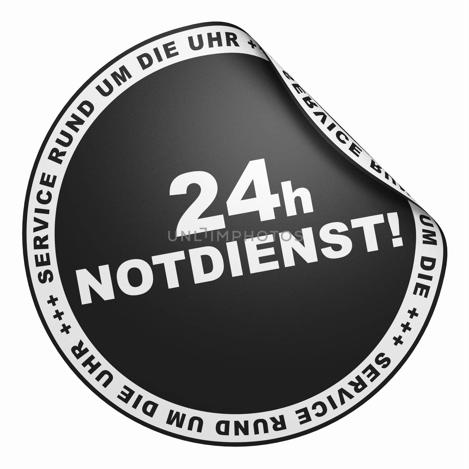3D sticker - 24h emergency service around the clock black