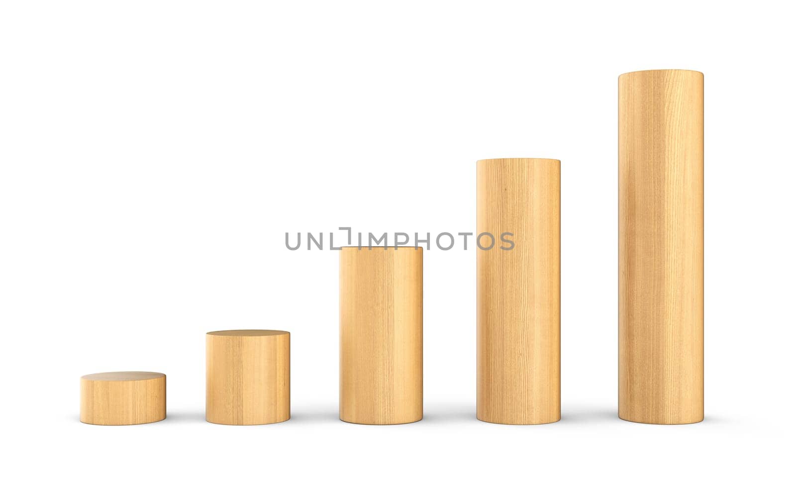 Upward trend made of wood - 3D building blocks diagram round 1