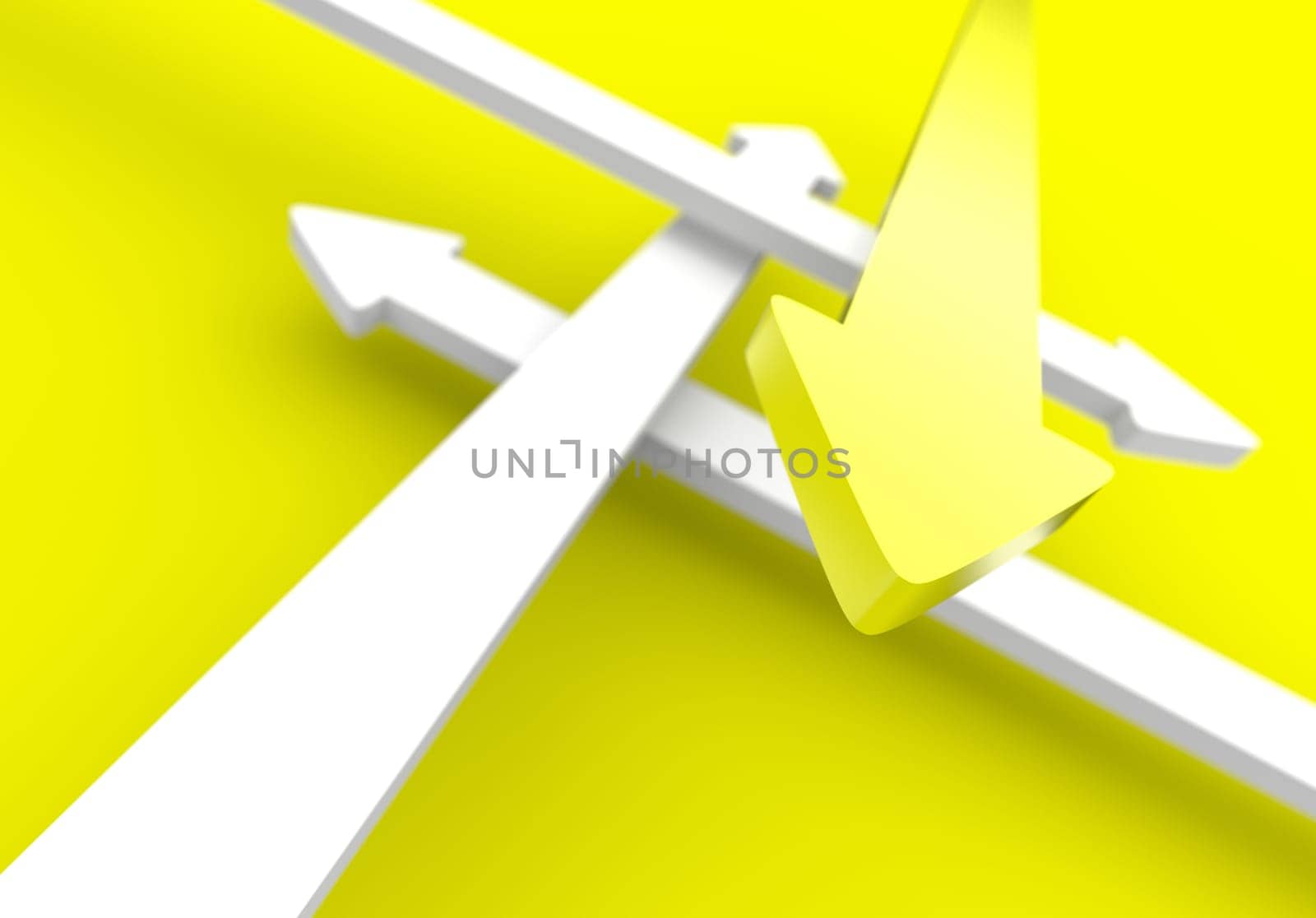 Arrow concept four directions - yellow white