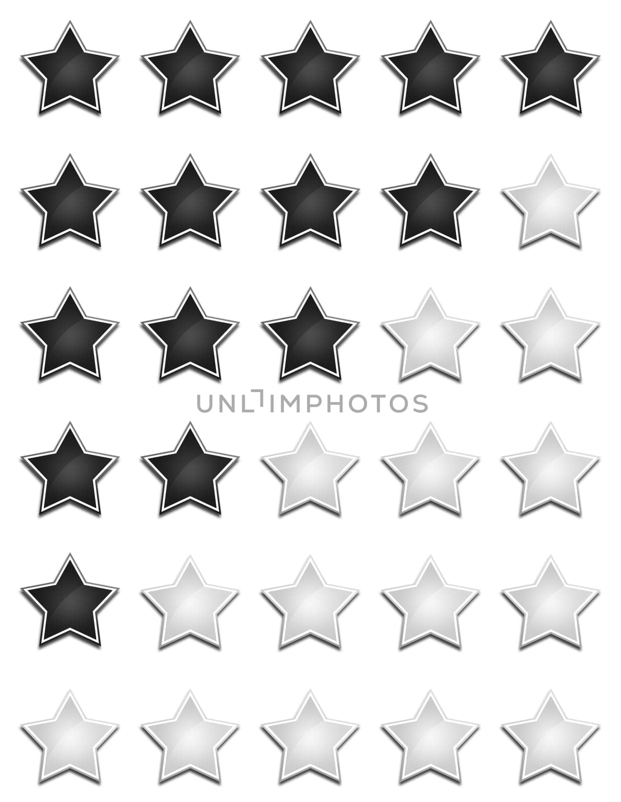 Five Star Rating System - Black and White