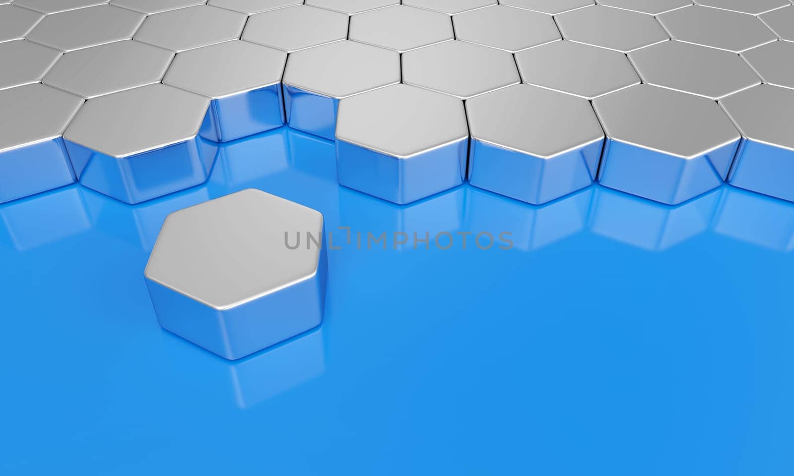 Hexagon Building Block Concept - Silver Blue
