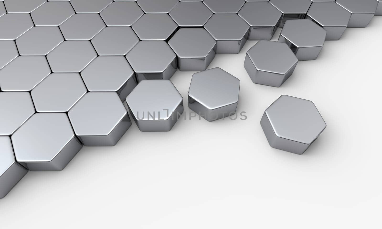 Silver hexagon building block concept 3