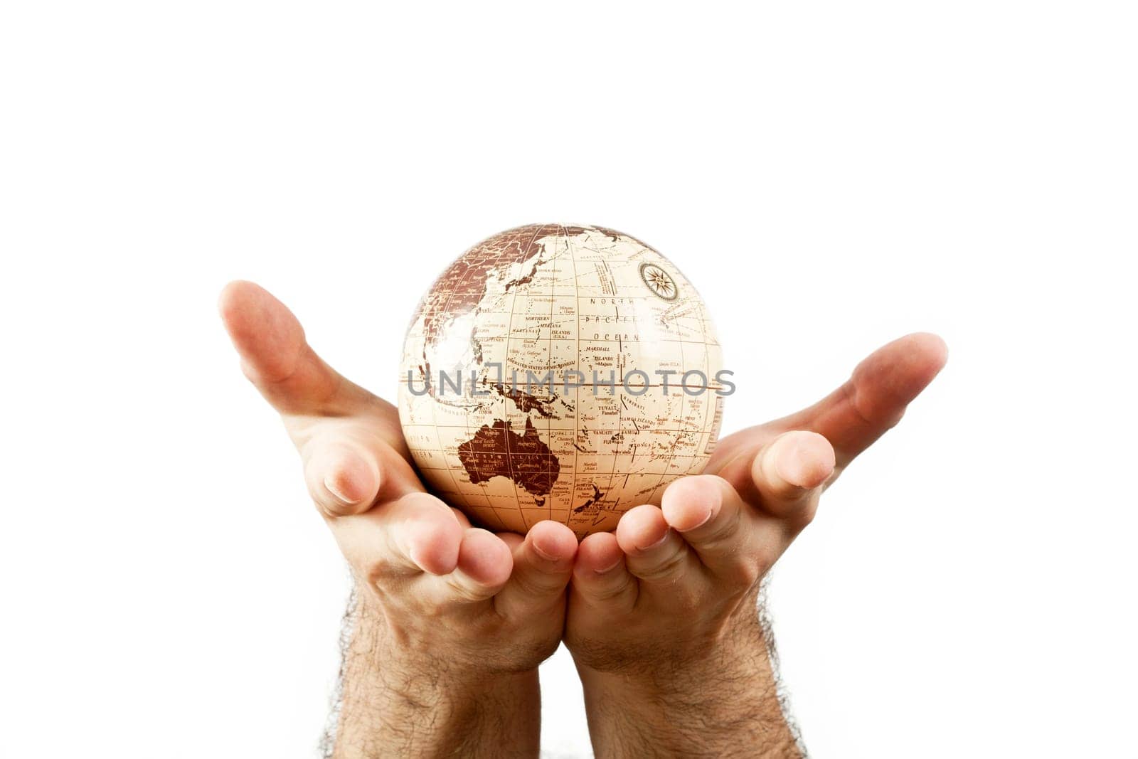 Earth globe hold on hands