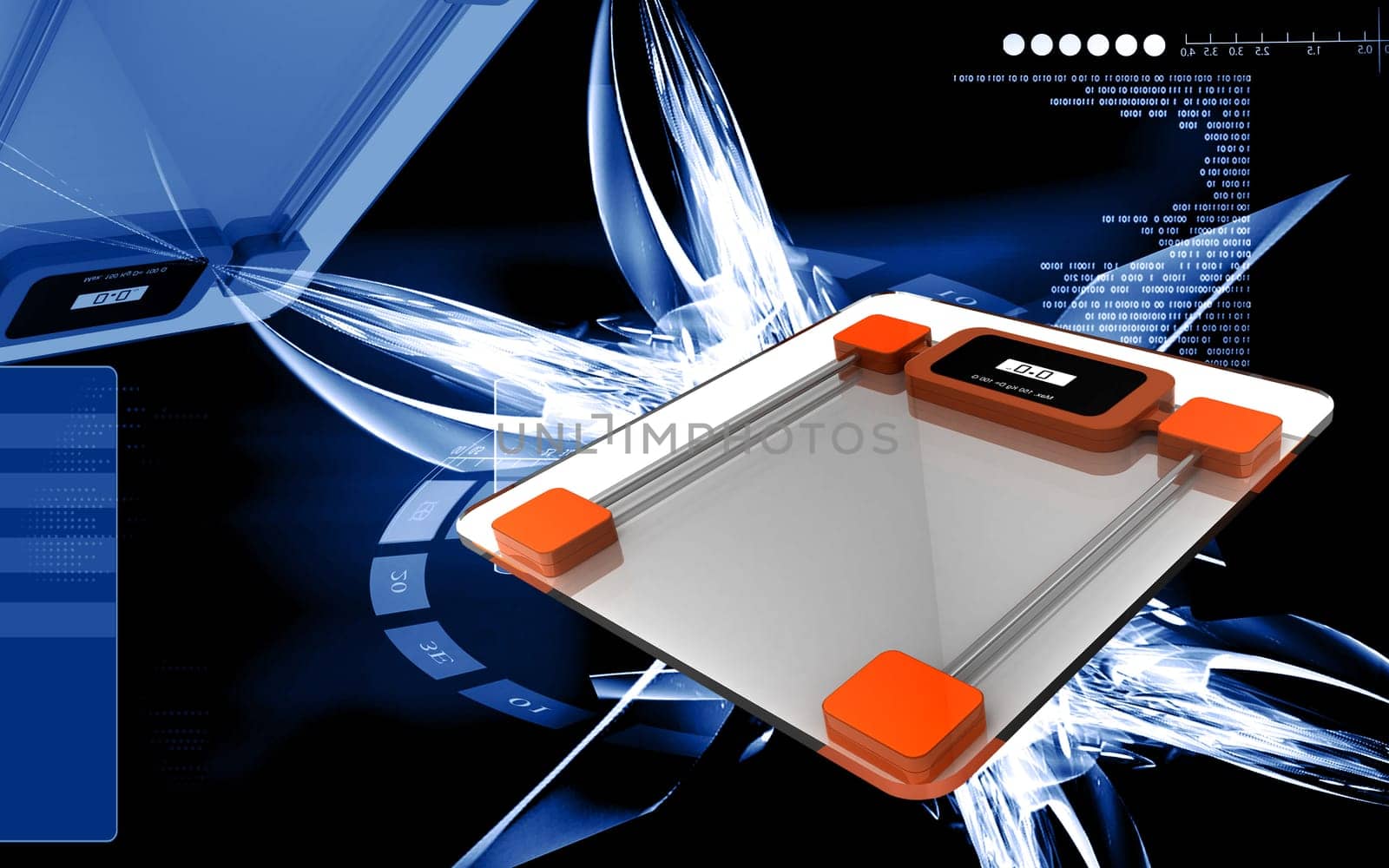 Digital illustration of weight scale in colour background