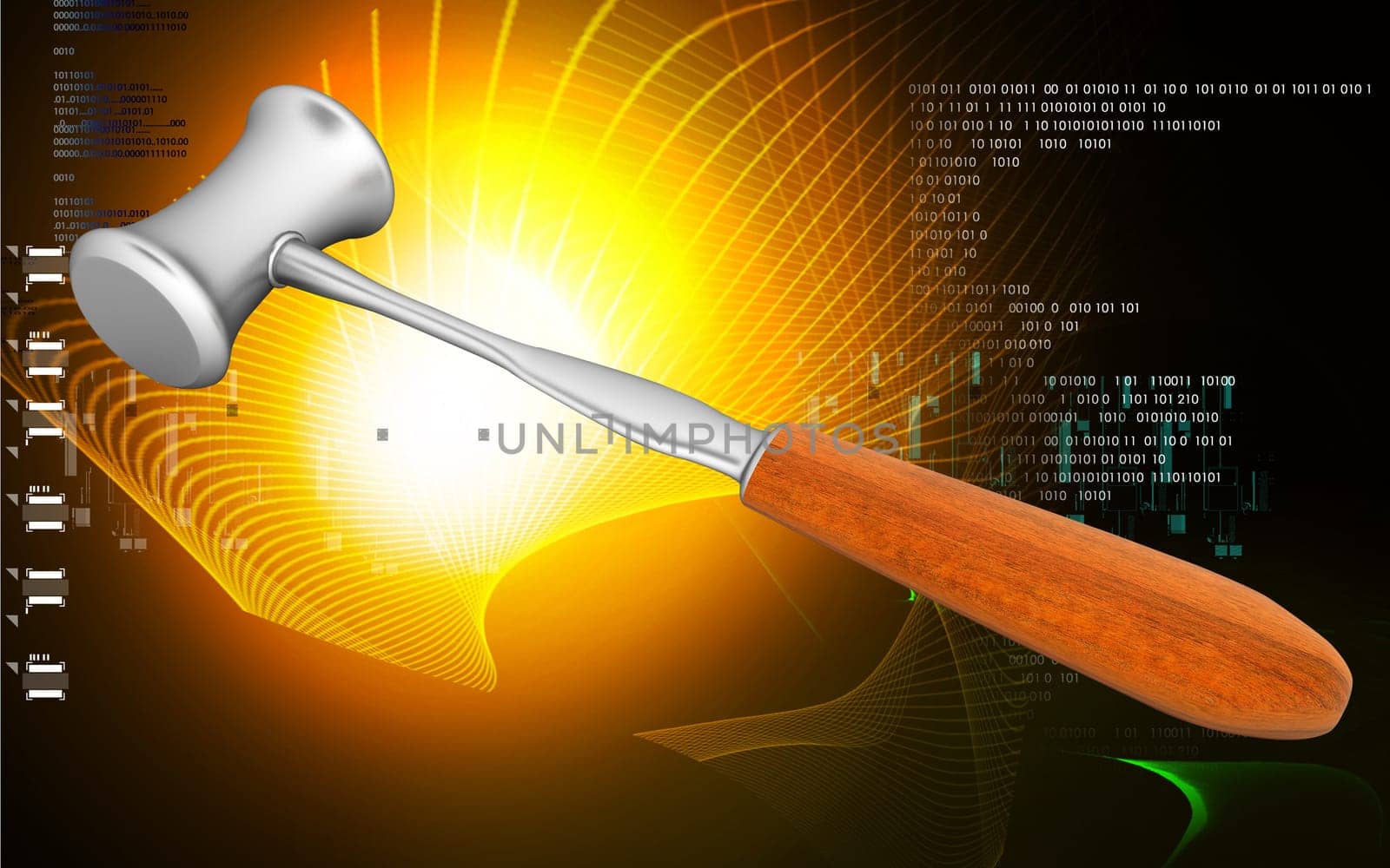 Digital illustration Medical Hammer in colour background