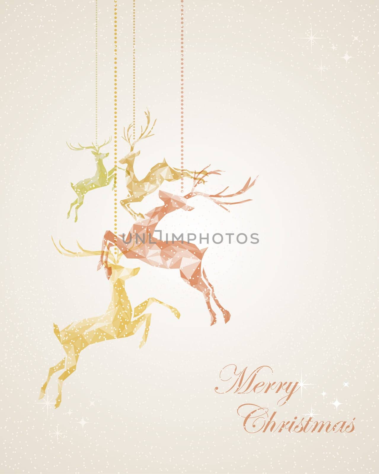Vintage Merry Christmas abstract texture reindeer postal card illustration. EPS10 vector file organized in layers for easy editing.