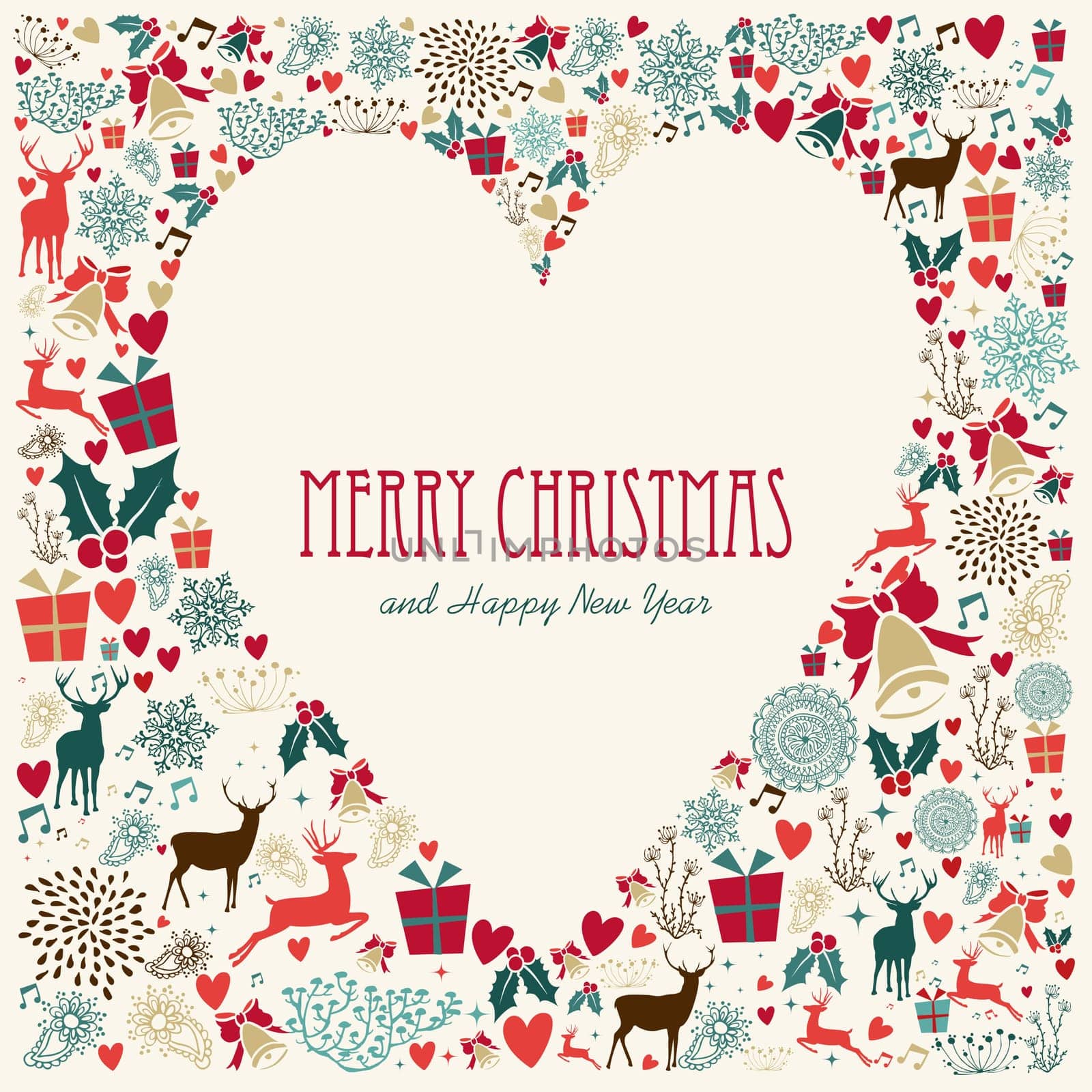 Vintage Christmas Heart love elements background. EPS10 vector file organized in layers for easy editing.