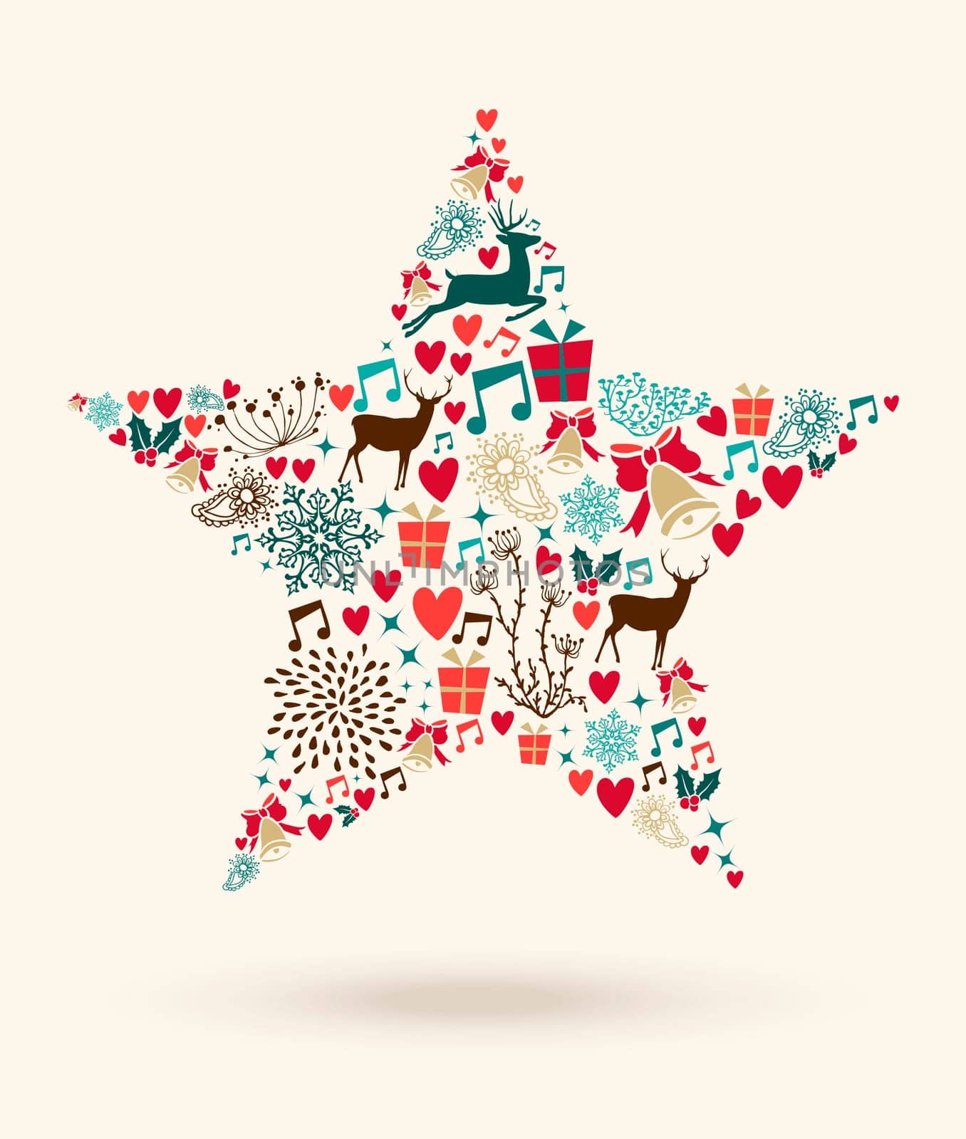 Christmas holiday colors elements star shape composition. EPS10 vector file organized in layers for easy editing.