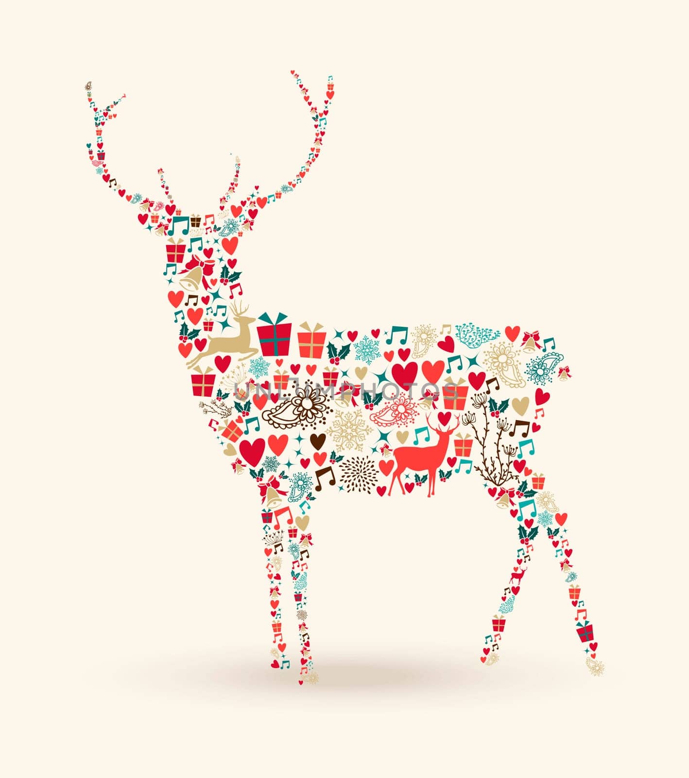 Christmas reindeer holiday elements composition. EPS10 vector file organized in layers for easy editing.
