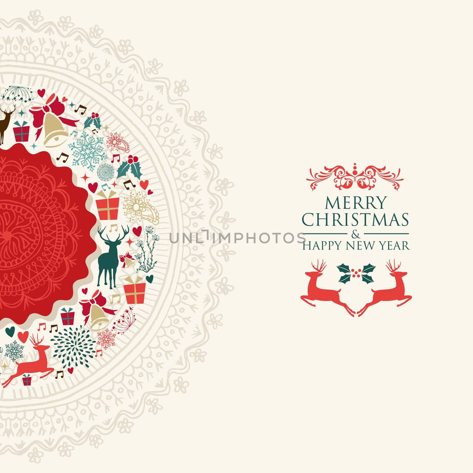Merry Christmas and Happy New Year greeting card. EPS10 vector file organized in layers for easy editing.
