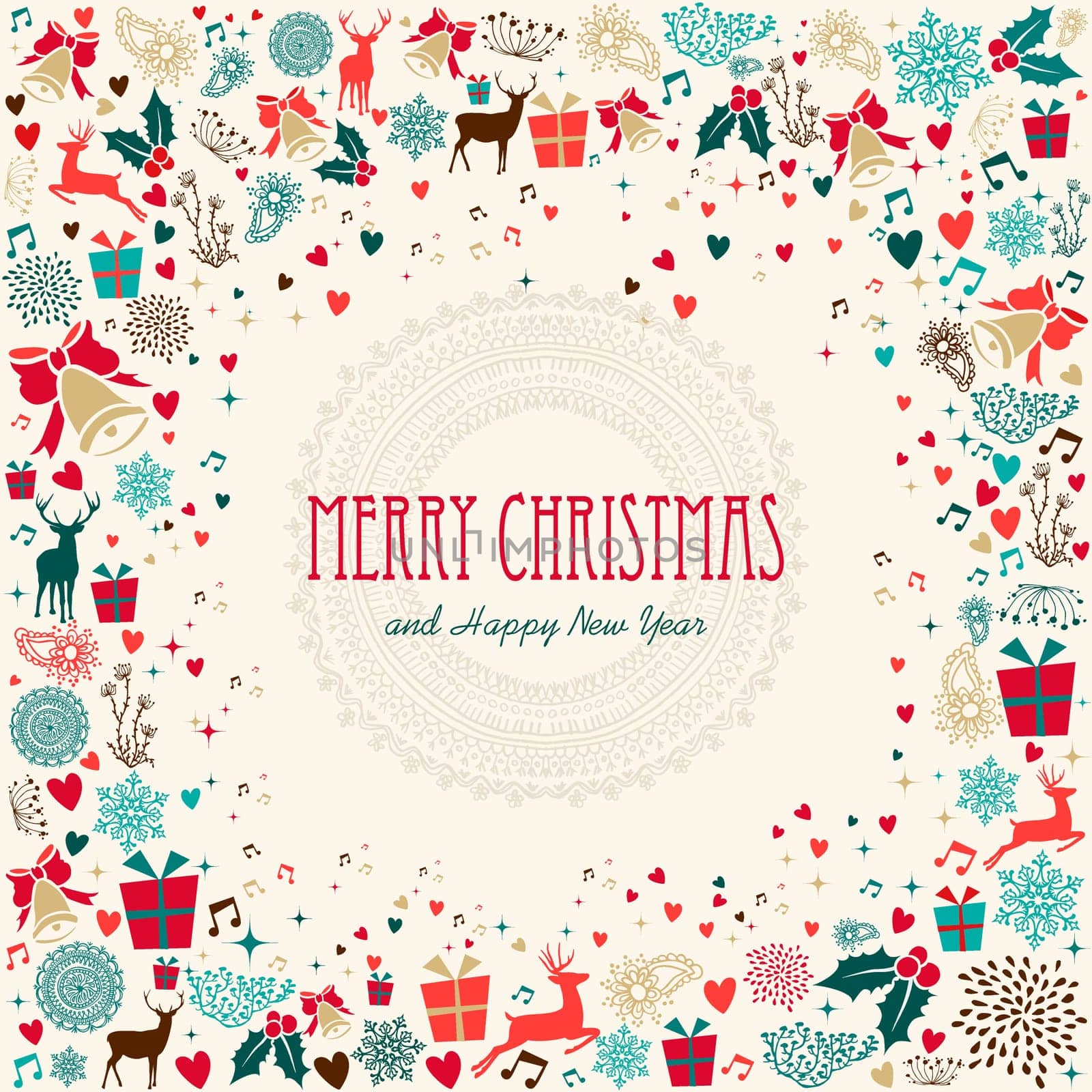 Retro Christmas greeting card background. EPS10 vector file organized in layers for easy editing.