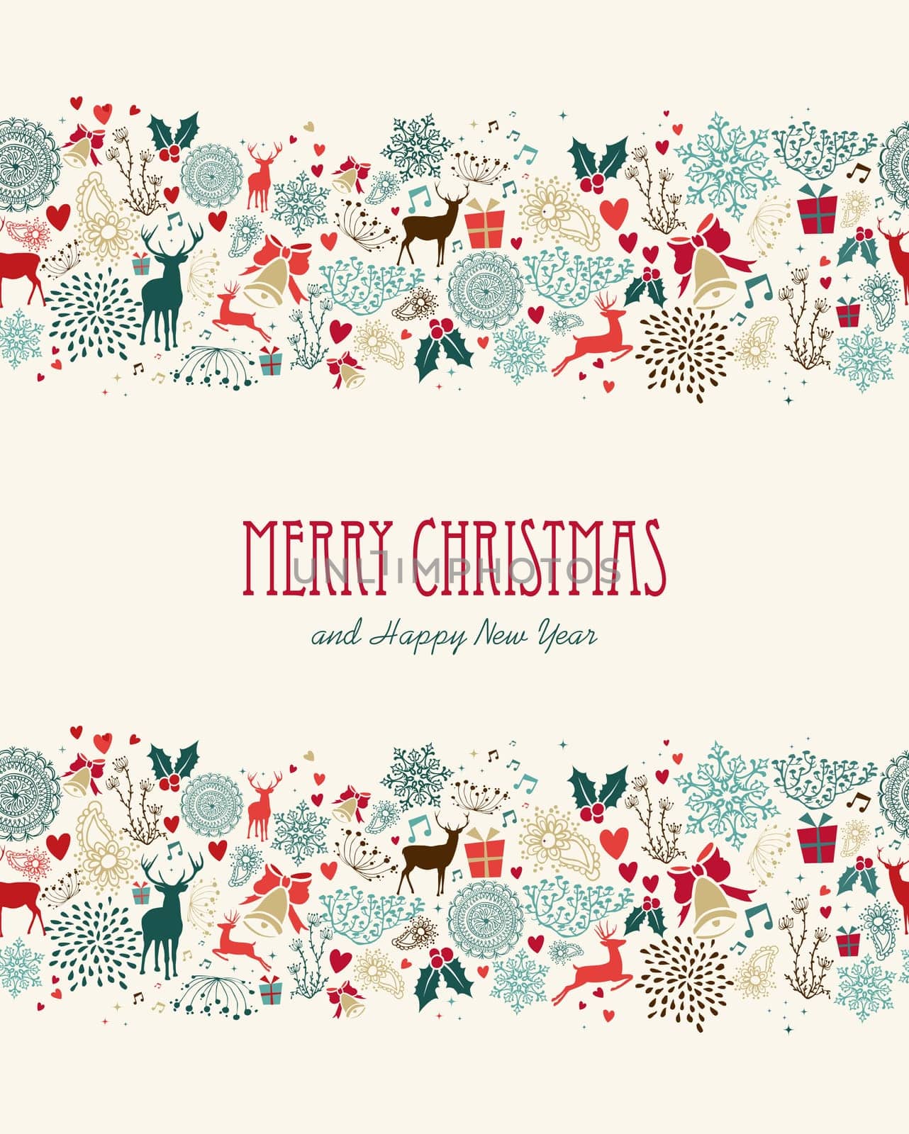 Vintage Merry Christmas greeting card seamless pattern background. EPS10 vector file organized in layers for easy editing.